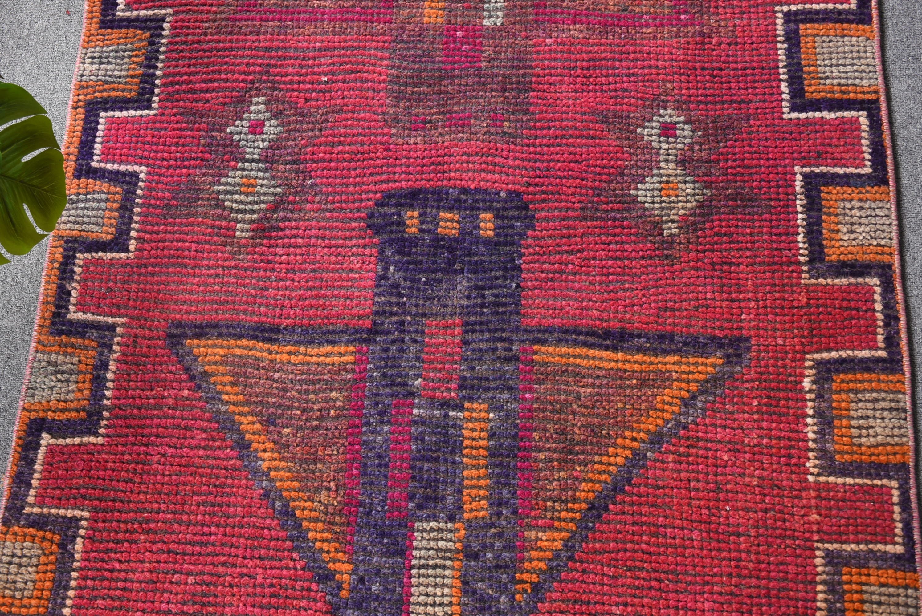 Red Oriental Rug, 3.1x10.5 ft Runner Rugs, Rugs for Stair, Stair Rug, Turkish Rug, Vintage Rugs, Cool Rug, Hallway Rugs