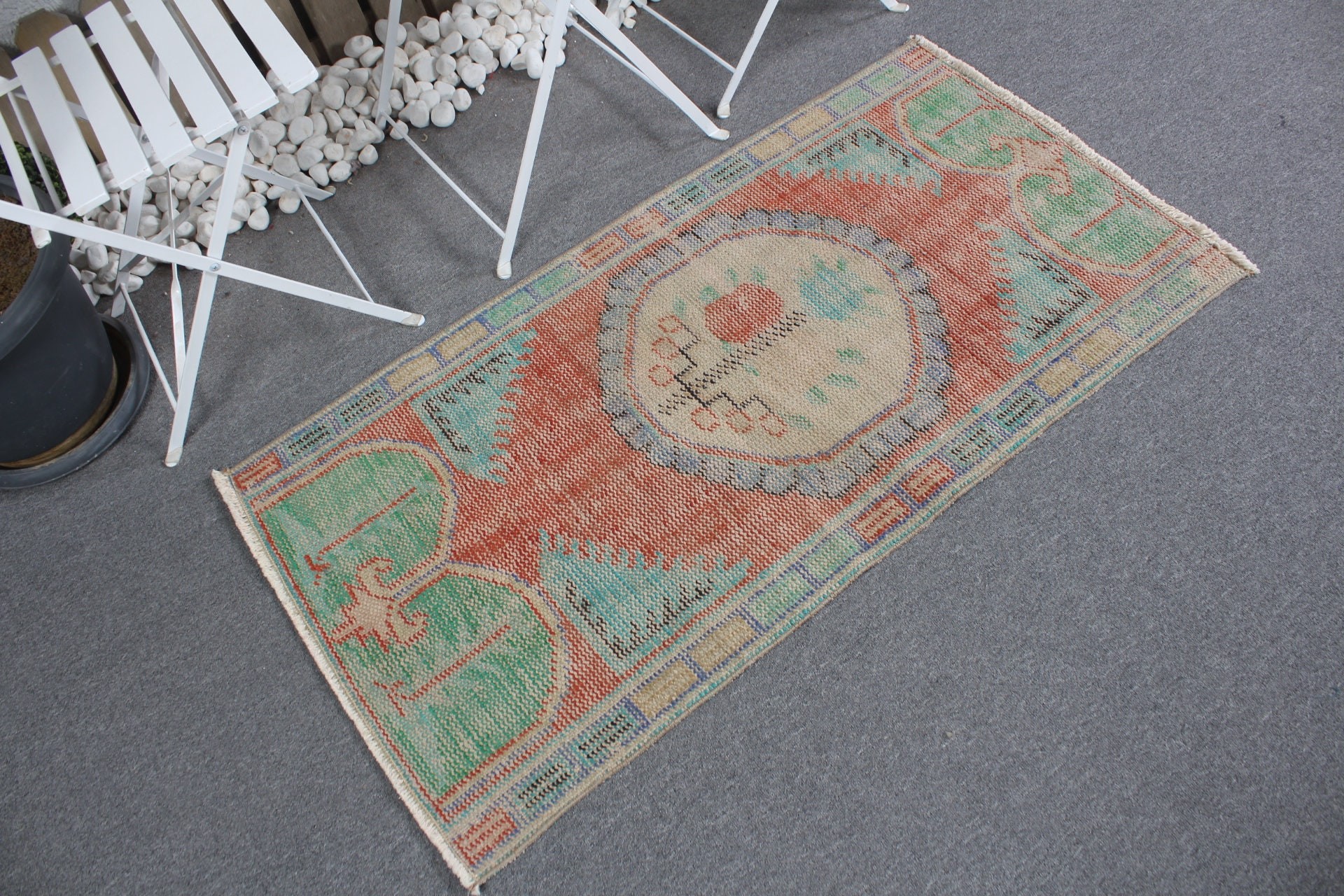 Oushak Rug, Vintage Rug, Bathroom Rug, Entry Rugs, Orange Home Decor Rugs, Wool Rug, Turkish Rugs, 2.3x4.4 ft Small Rugs, Rugs for Bedroom