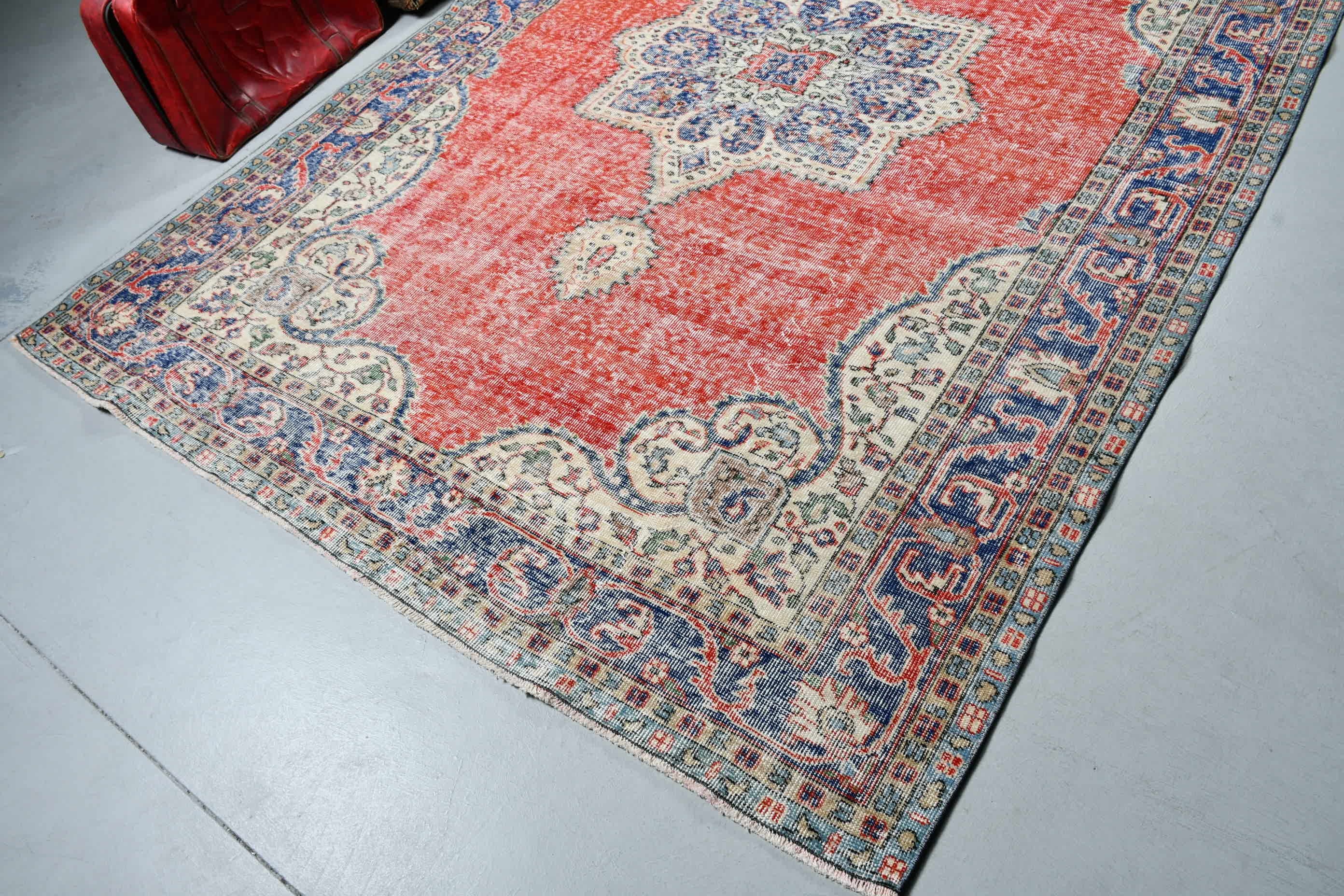 Living Room Rugs, Boho Rug, Bedroom Rug, 6.6x9.8 ft Large Rug, Oriental Rug, Anatolian Rug, Vintage Rug, Turkish Rug, Red Home Decor Rugs