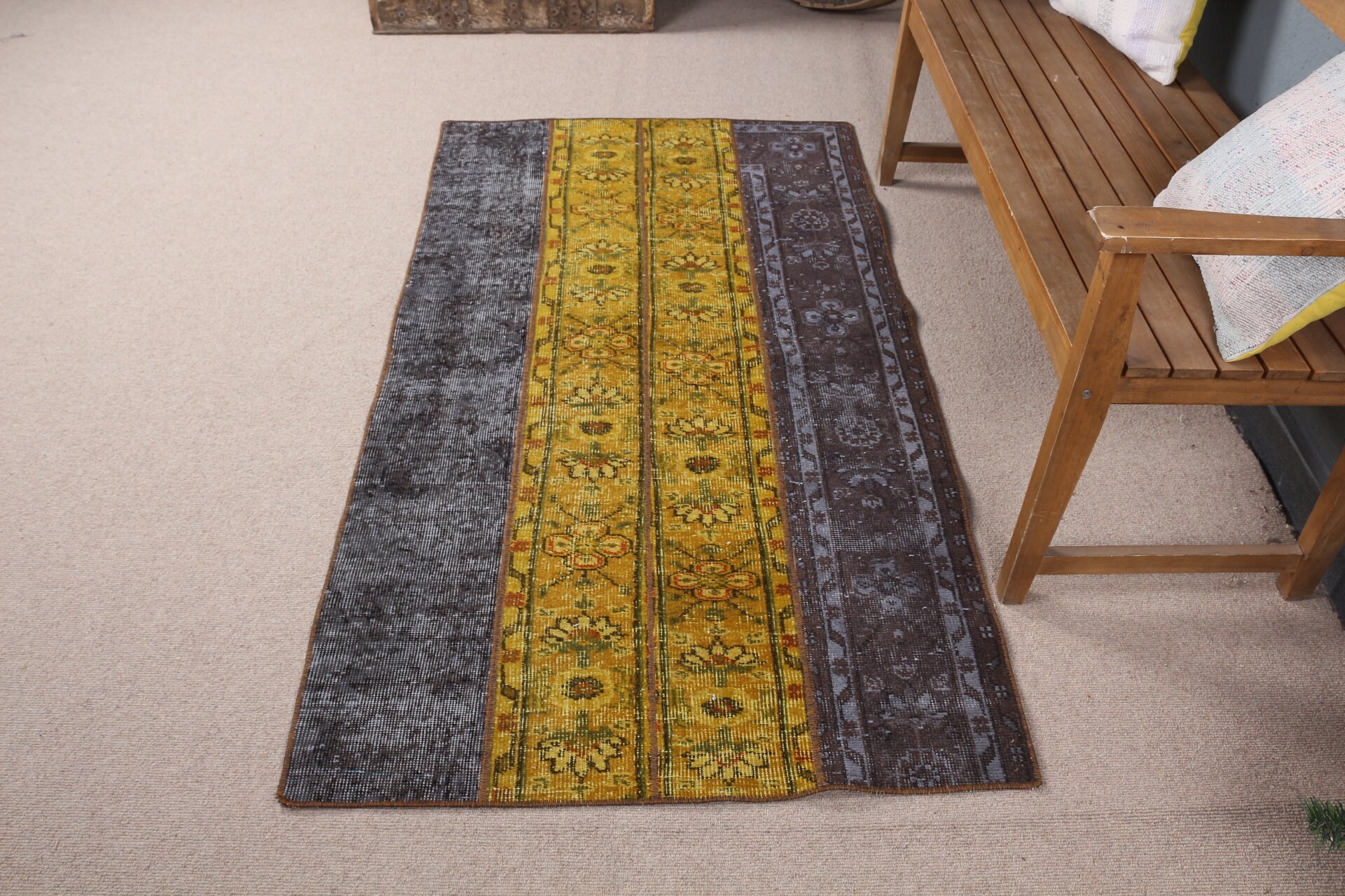 Kitchen Rug, Yellow Antique Rug, Entry Rugs, 3.2x5.9 ft Accent Rug, Rugs for Entry, Vintage Rug, Antique Rug, Bedroom Rug, Turkish Rug