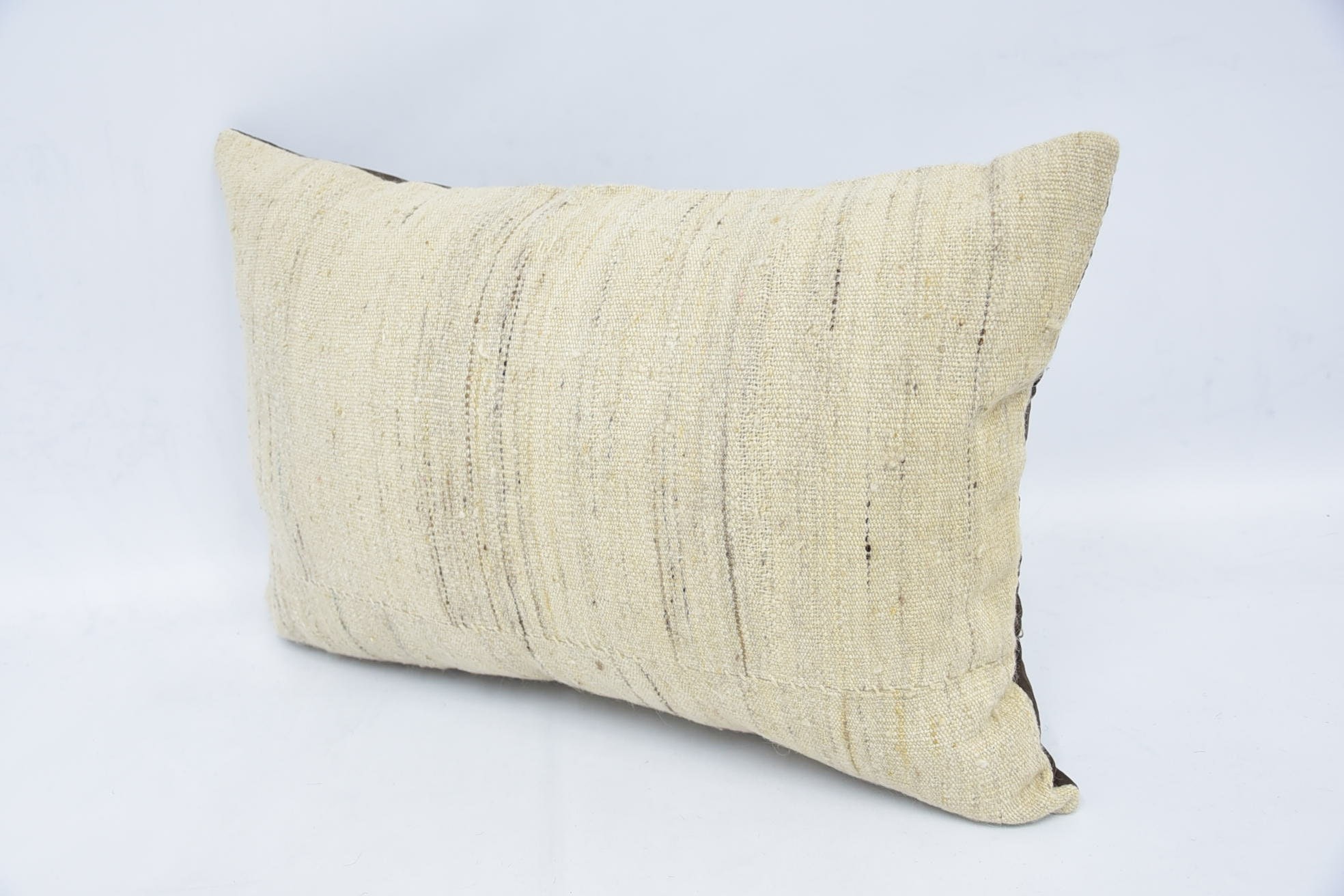 16"x24" White Pillow, Boho Pillow, Shabby Chic Cushion Case, Pillow for Couch, Handwoven Pillow Sham, Vintage Kilim Pillow