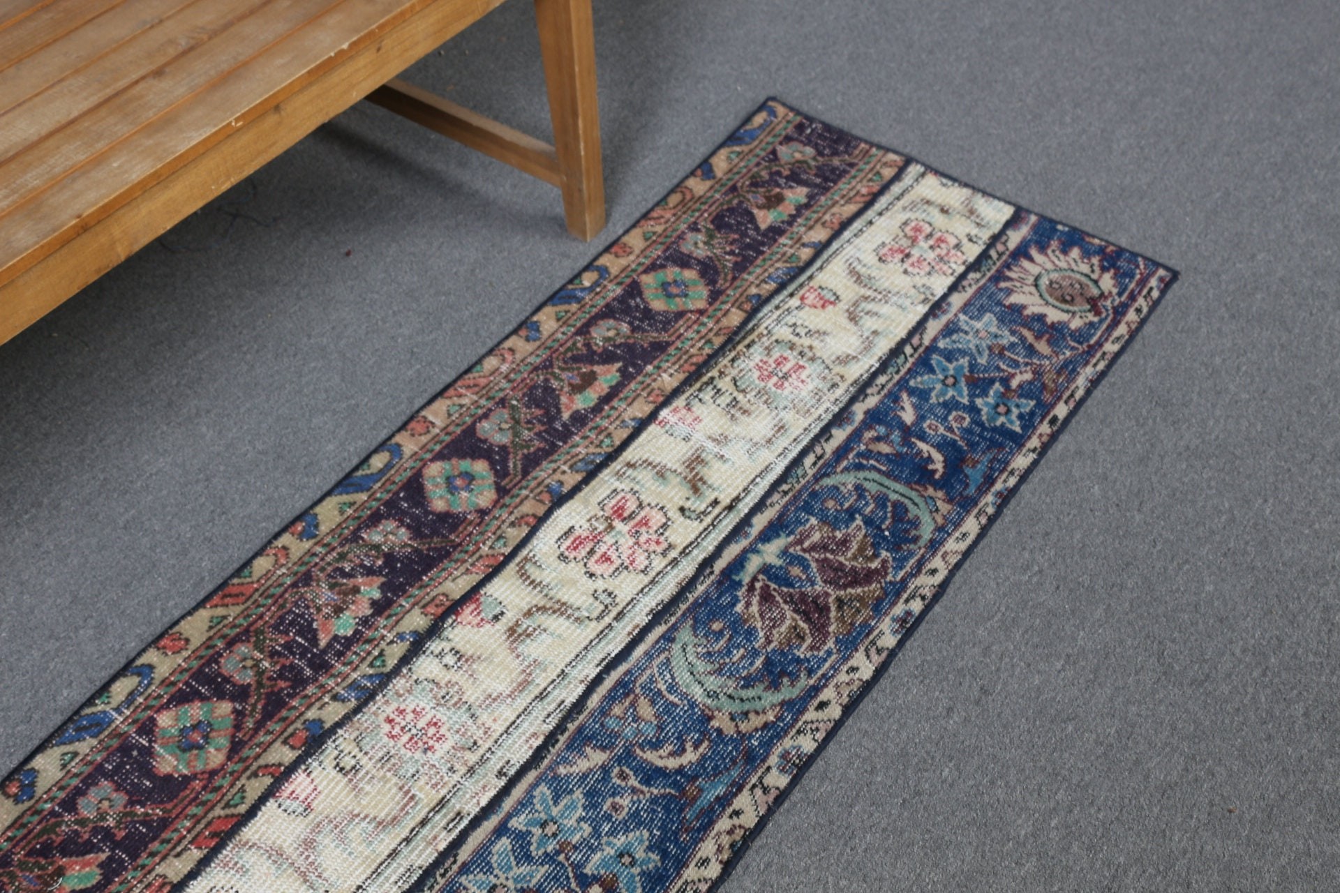 Koridor Halıları, Koridor Halıları, Mutfak Halıları, Vintage Halı, Yatak Odası Halıları, Mavi 1.9x6.5 ft Runner Halıları, Türk Halısı, Havalı Halı