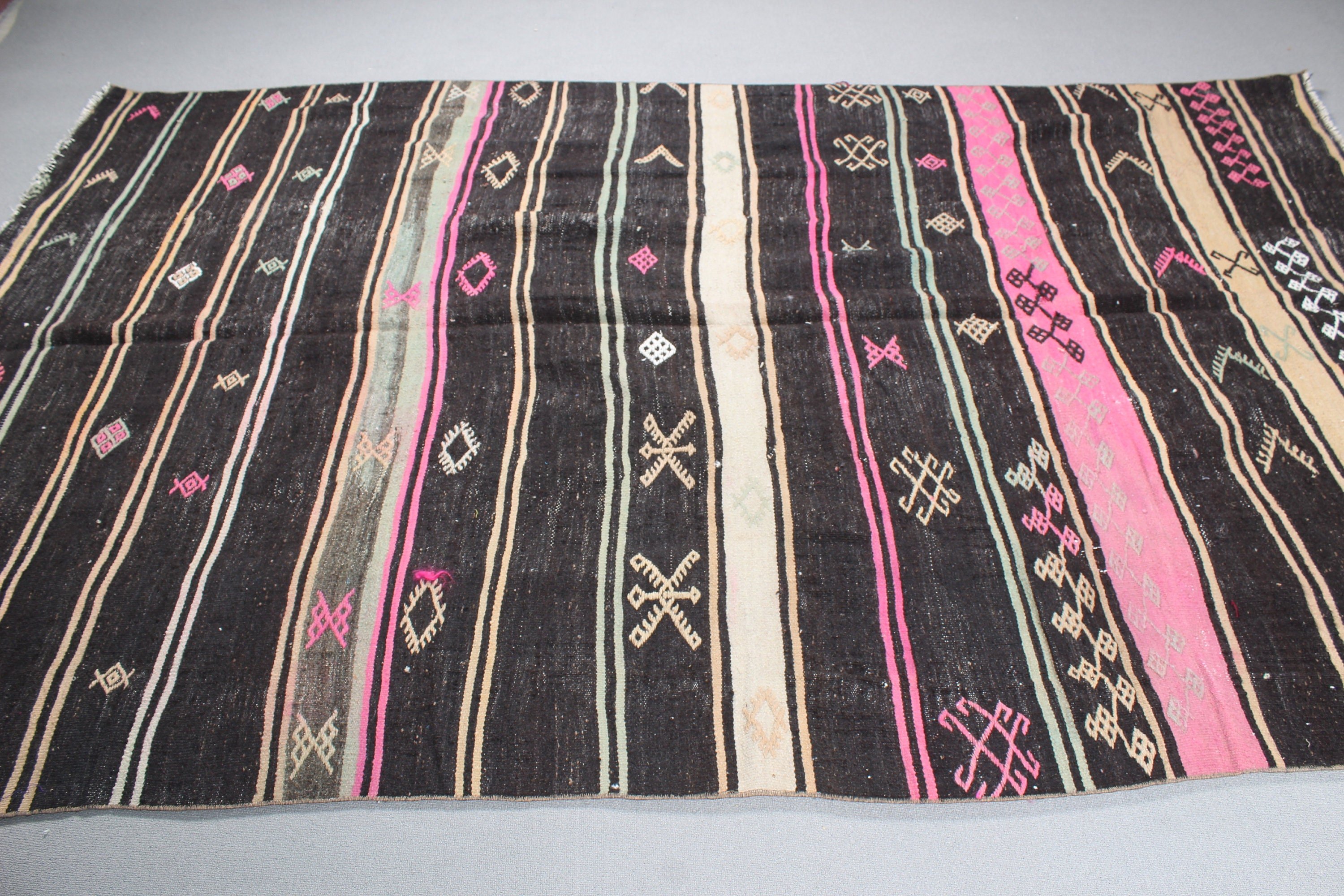 Büyük Boho Halı, Havalı Halılar, Vintage Halı, Kilim, Mutfak Halısı, Türk Halıları, Siyah Yatak Odası Halıları, Oturma Odası Halısı, 6,1x9,8 ft Büyük Halılar