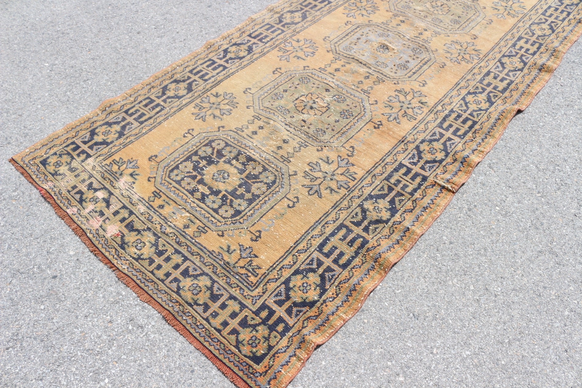 Bedroom Rug, Rugs for Dining Room, Vintage Rug, Green Antique Rugs, Turkish Rugs, 4.5x10.9 ft Large Rug, Salon Rug, Anatolian Rugs, Old Rug