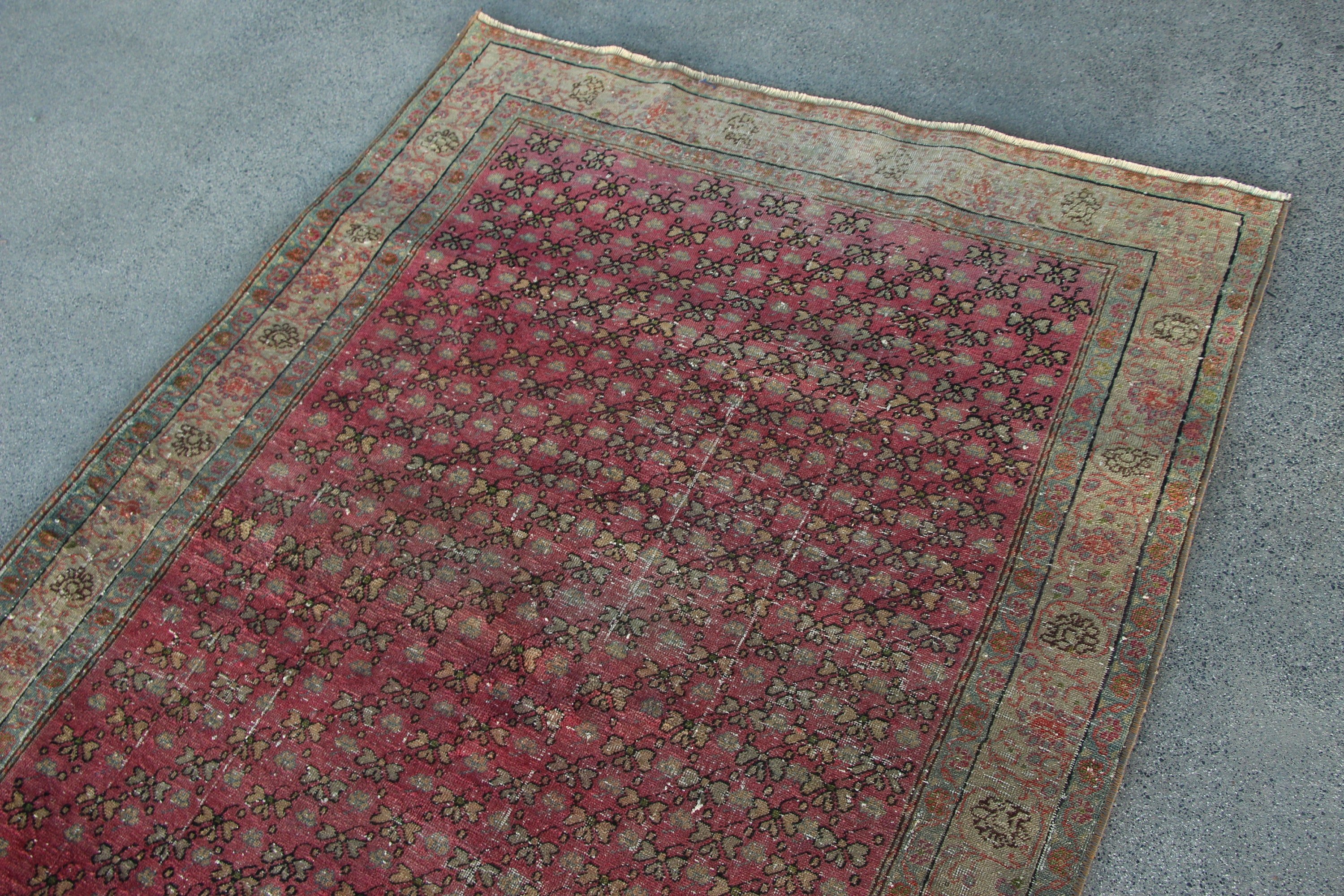 Pembe Anadolu Halısı, Vintage Halı, Çocuk Halısı, 3.9x5.9 ft Accent Halısı, Oushak Halısı, Giriş Halısı, Türk Halısı, Yatak Odası Halısı, Giriş Halıları