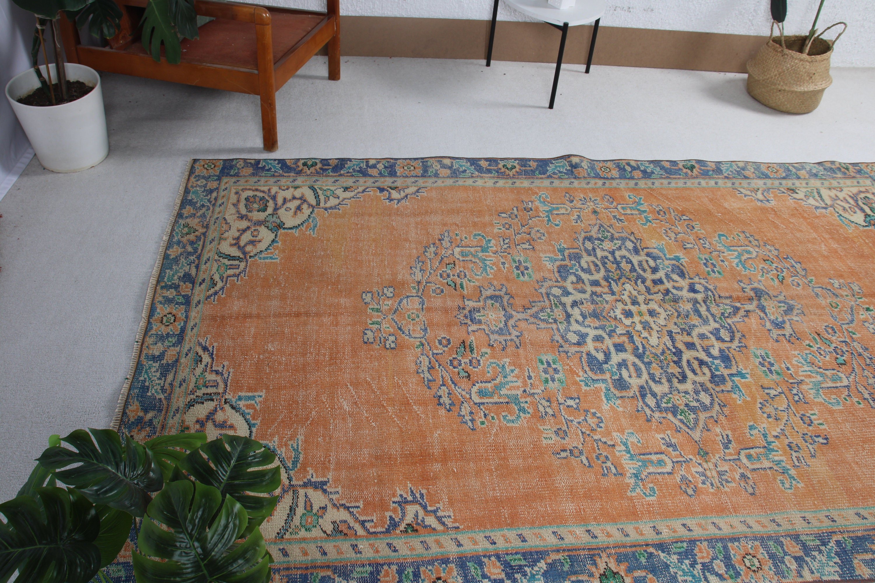 Turkish Rugs, Oushak Rugs, Dining Room Rug, Neutral Rug, Orange  5.3x8.6 ft Large Rugs, Large Vintage Rugs, Vintage Rug