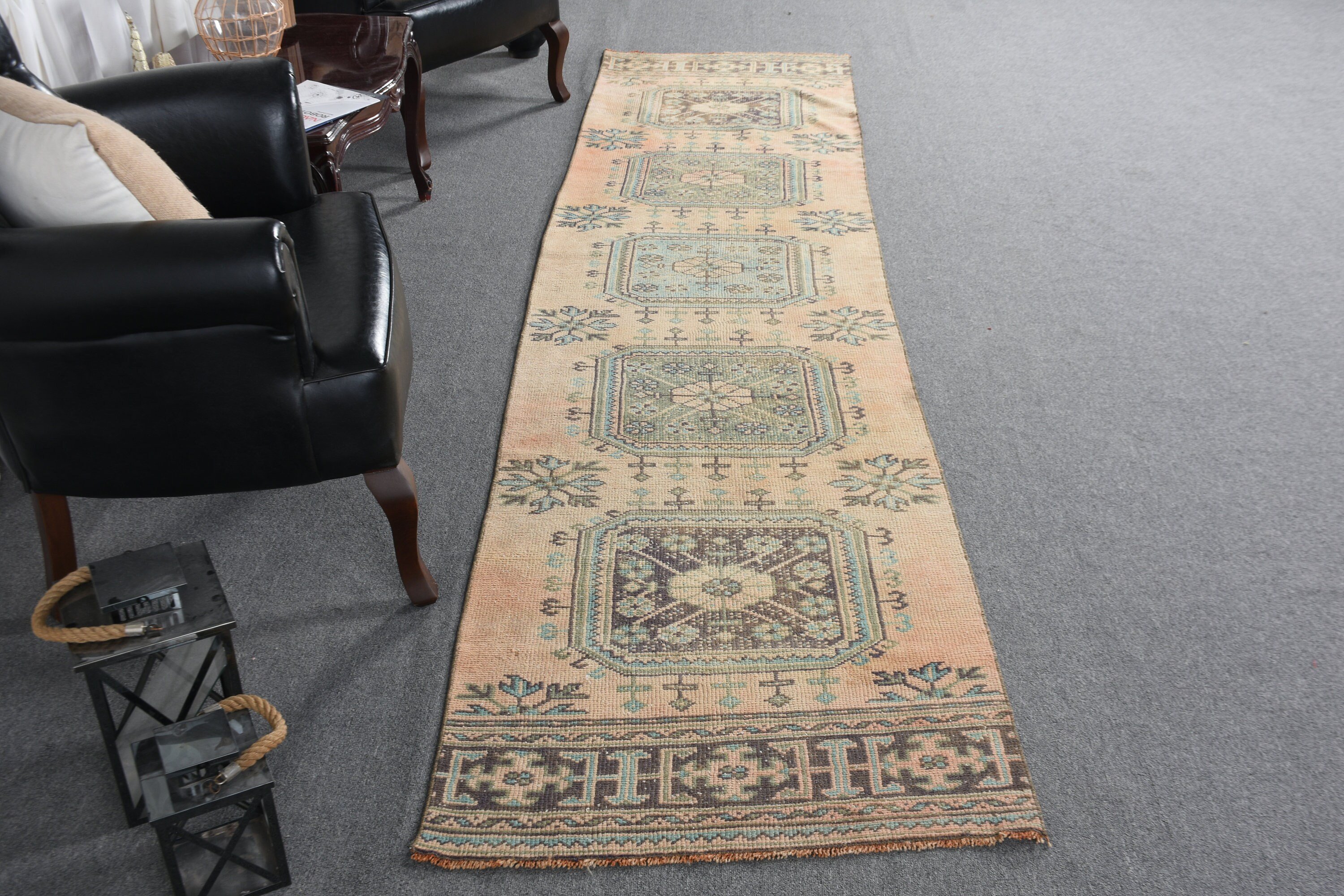 Kahverengi Yer Halısı, Koridor Halıları, Yer Halıları, Boho Halısı, 2,6x11,4 ft Runner Halısı, Anadolu Halıları, Merdiven Halıları, Vintage Halı, Türk Halısı