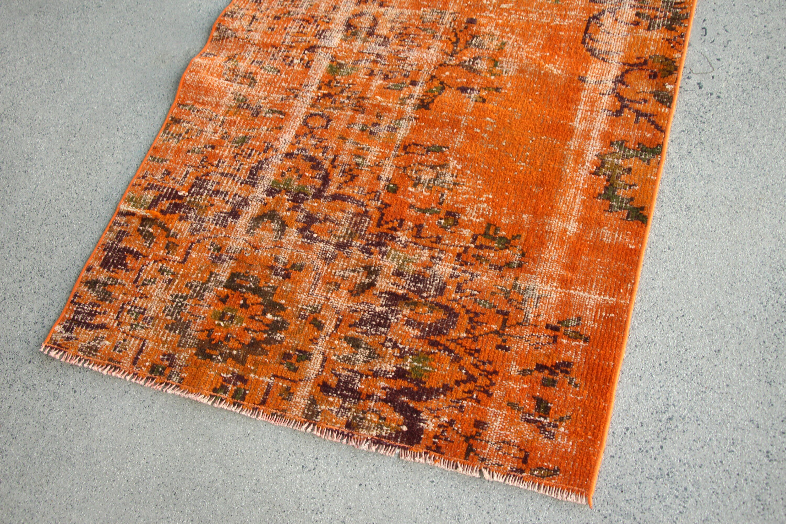 Turkish Rug, Car Mat Rugs, Moroccan Rug, Door Mat Rugs, Bright Rug, Bedroom Rugs, Orange Oriental Rugs, Vintage Rugs, 3.1x4.5 ft Small Rug