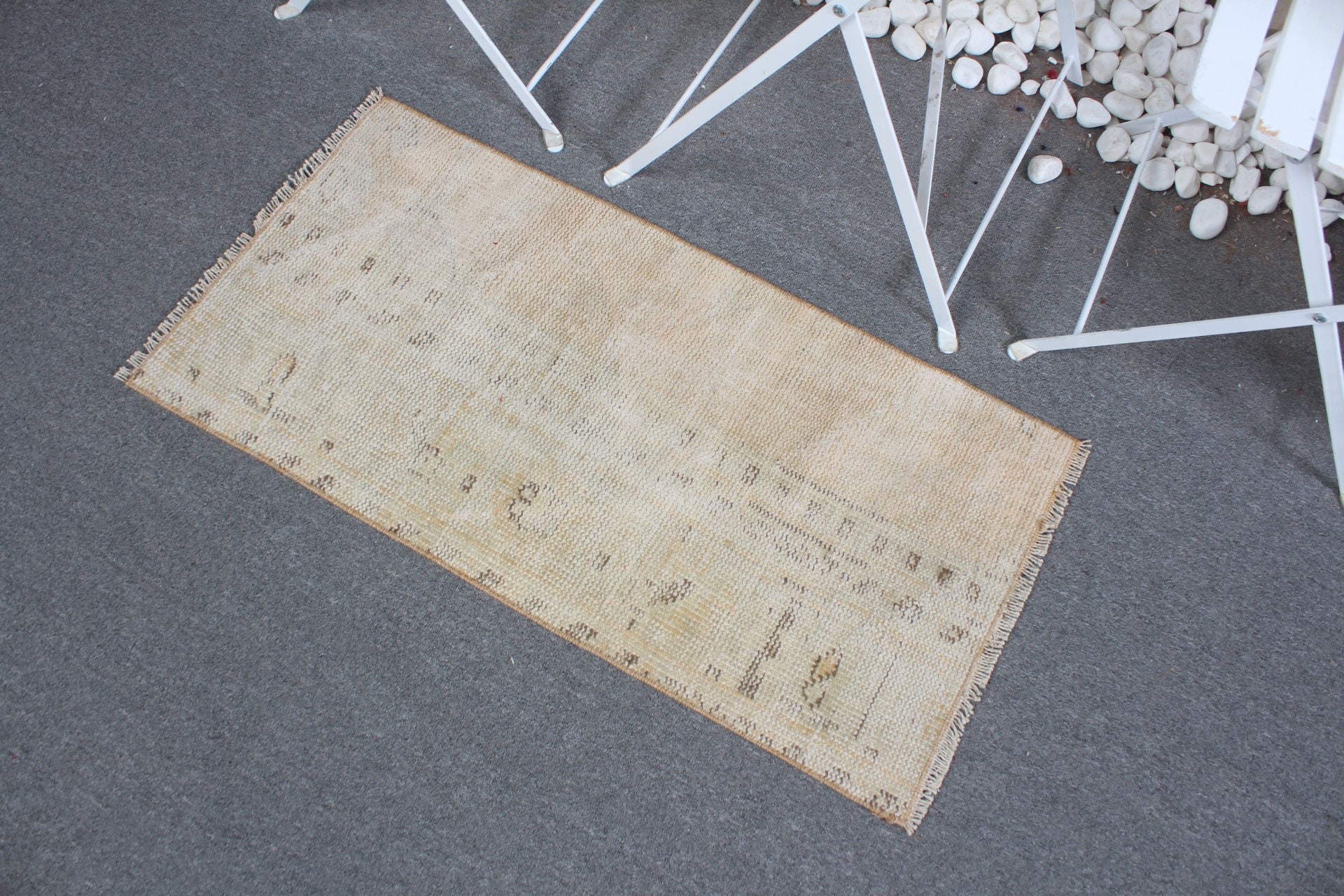 Beige Kitchen Rug, Vintage Rug, Door Mat Rug, Entry Rugs, Bath Mat Boho Rug, Kitchen Rug, Turkish Rugs, Oriental Rug, 1.5x3.1 ft Small Rugs