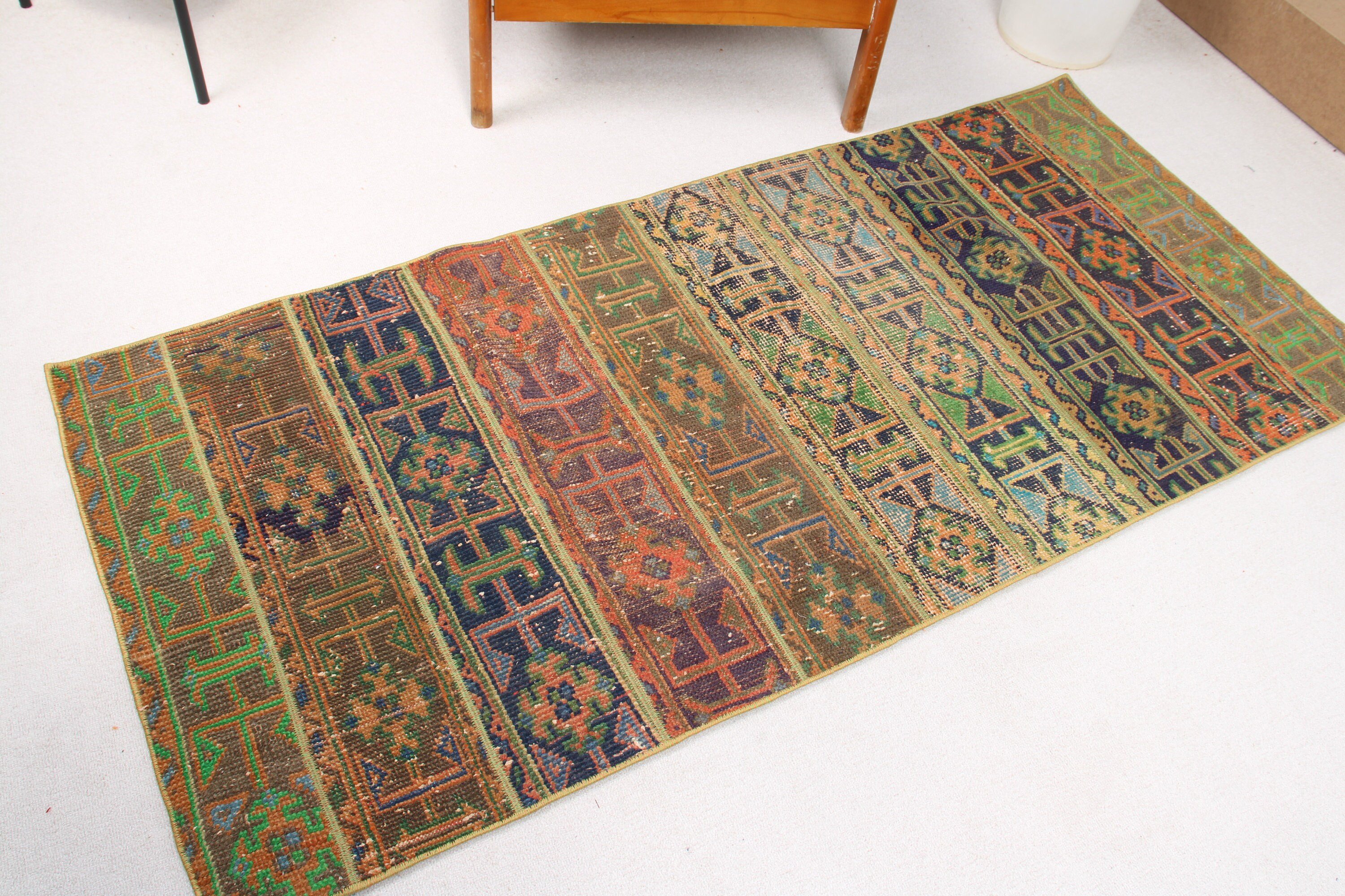 2.7x6 ft Accent Rug, Green Home Decor Rug, Antique Rug, Kitchen Rug, Rugs for Kitchen, Turkish Rug, Vintage Rugs, Entry Rug