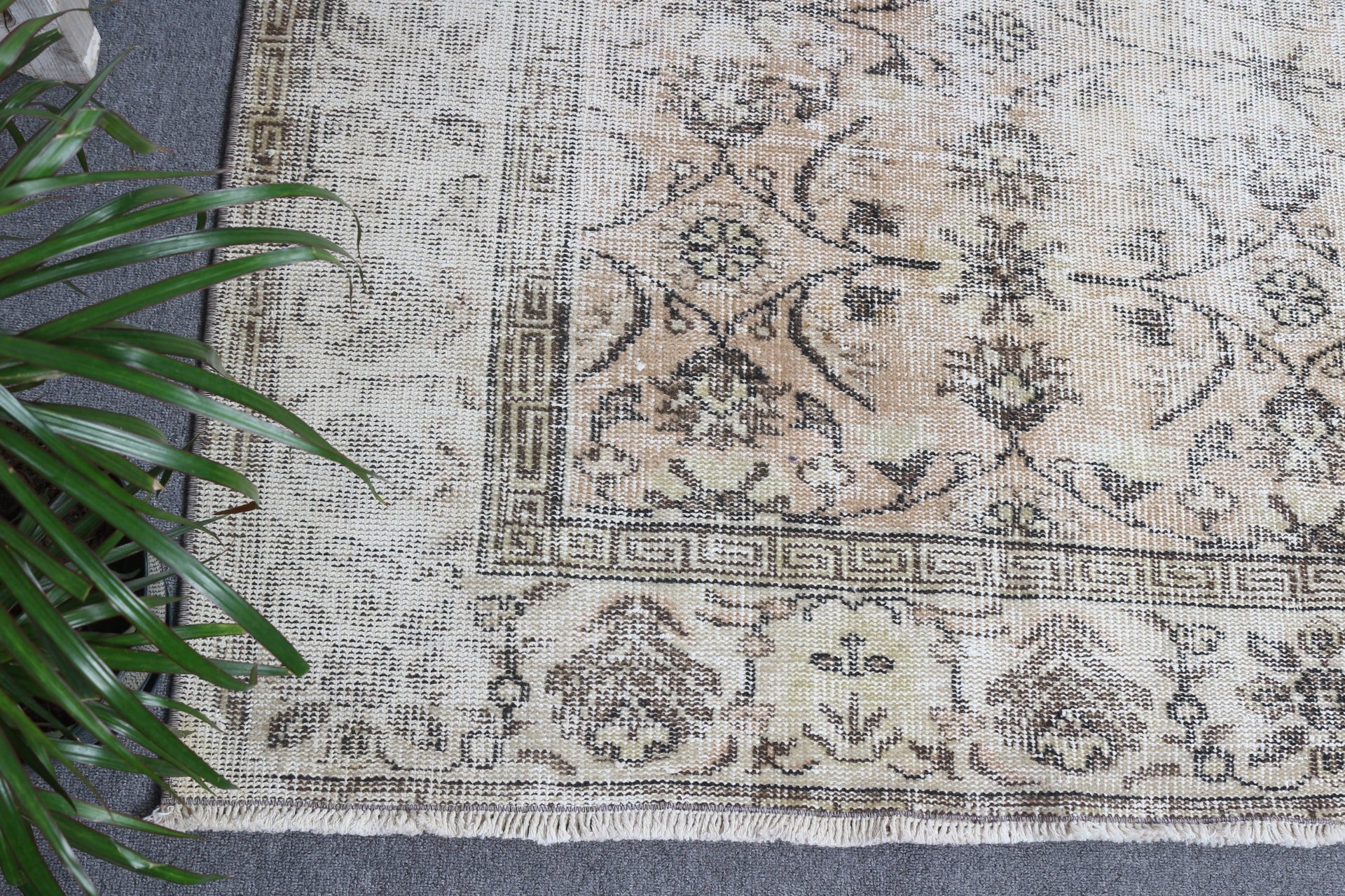 Ev Dekor Halıları, Özel Halı, Vintage Halı, Bej Antika Halı, Oturma Odası Halısı, Türk Halısı, Yatak Odası Halısı, Oushak Halısı, 5.9x9.2 ft Büyük Halılar