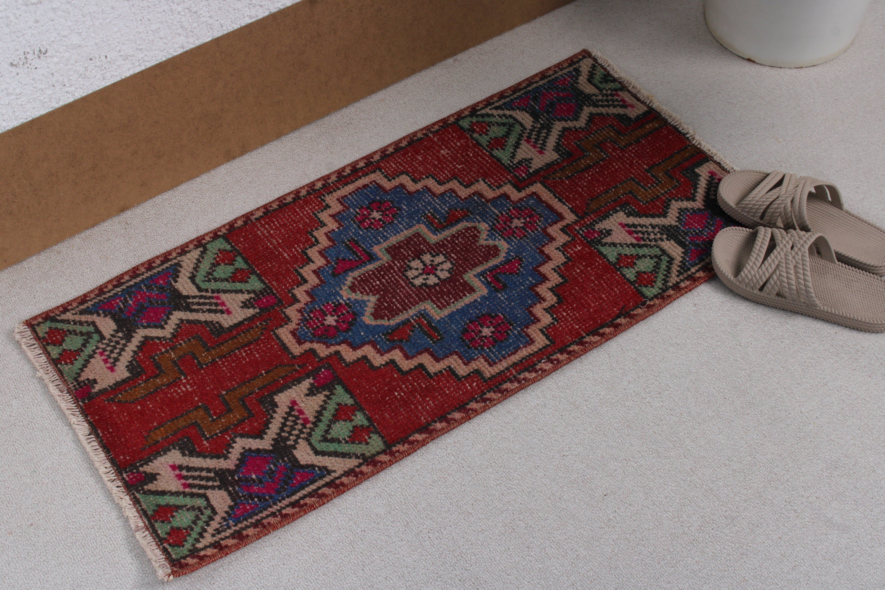 Mavi Yün Halılar, Anadolu Halıları, Banyo Halıları, Paspas Halısı, Düz Dokuma Halı, Yer Halısı, Türk Halıları, Vintage Halılar, 1.4x2.9 ft Küçük Halılar