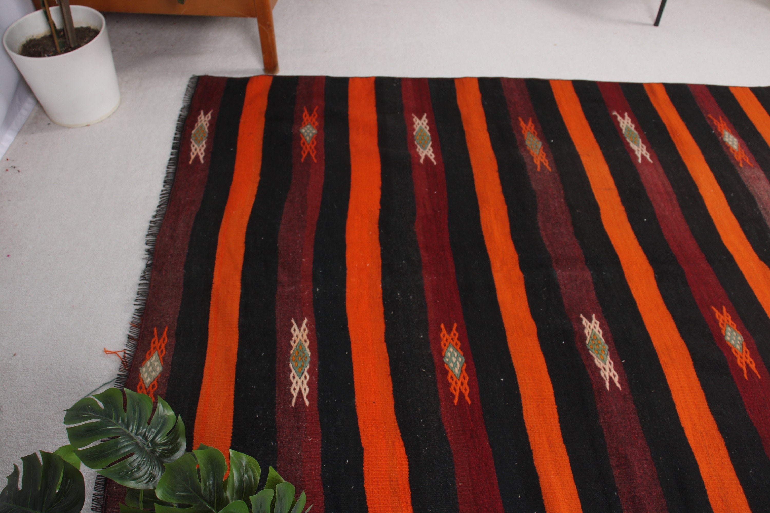 Türk Halısı, 4.9x6.6 ft Alan Halısı, Siyah Ev Dekorasyonu Halısı, Vintage Halı, Türk Alan Halısı Halıları, Kilim, Yer Halıları, Anadolu Halısı, Oryantal Halılar