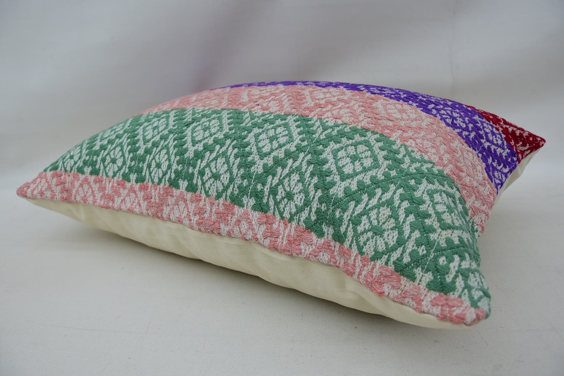 Aztec Pillow Case, Antique Pillows, 16"x24" Green Pillow, Handwoven Cushion Case, Ethnical Kilim Rug Pillow, Turkish Pillow