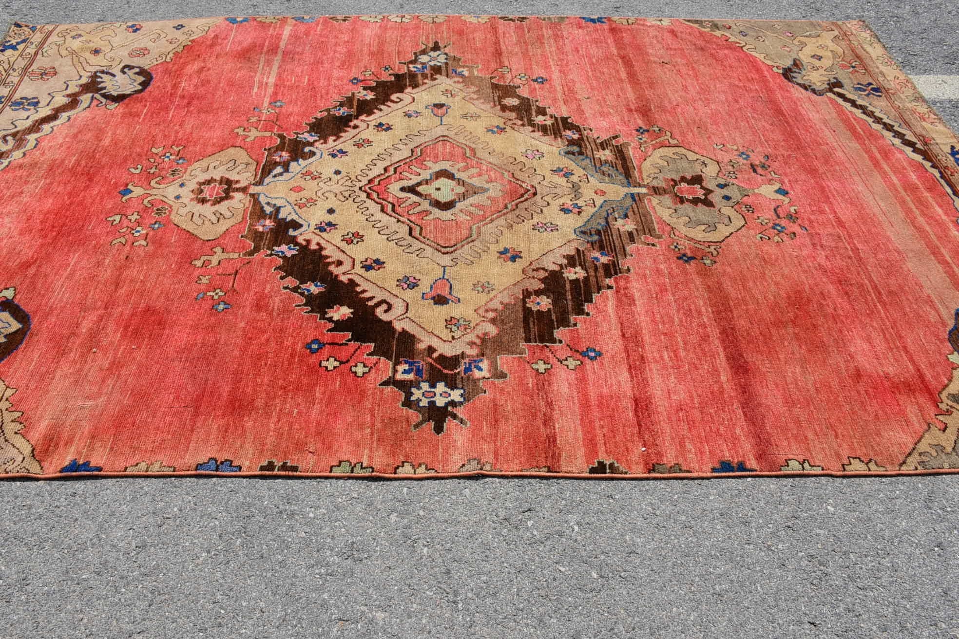 Anadolu Halısı, Oturma Odası Halıları, Yemek Odası Halısı, 6,2x10,4 ft Büyük Halılar, Türk Halısı, Salon Halısı, Parlak Halı, Oushak Halıları, Vintage Halılar