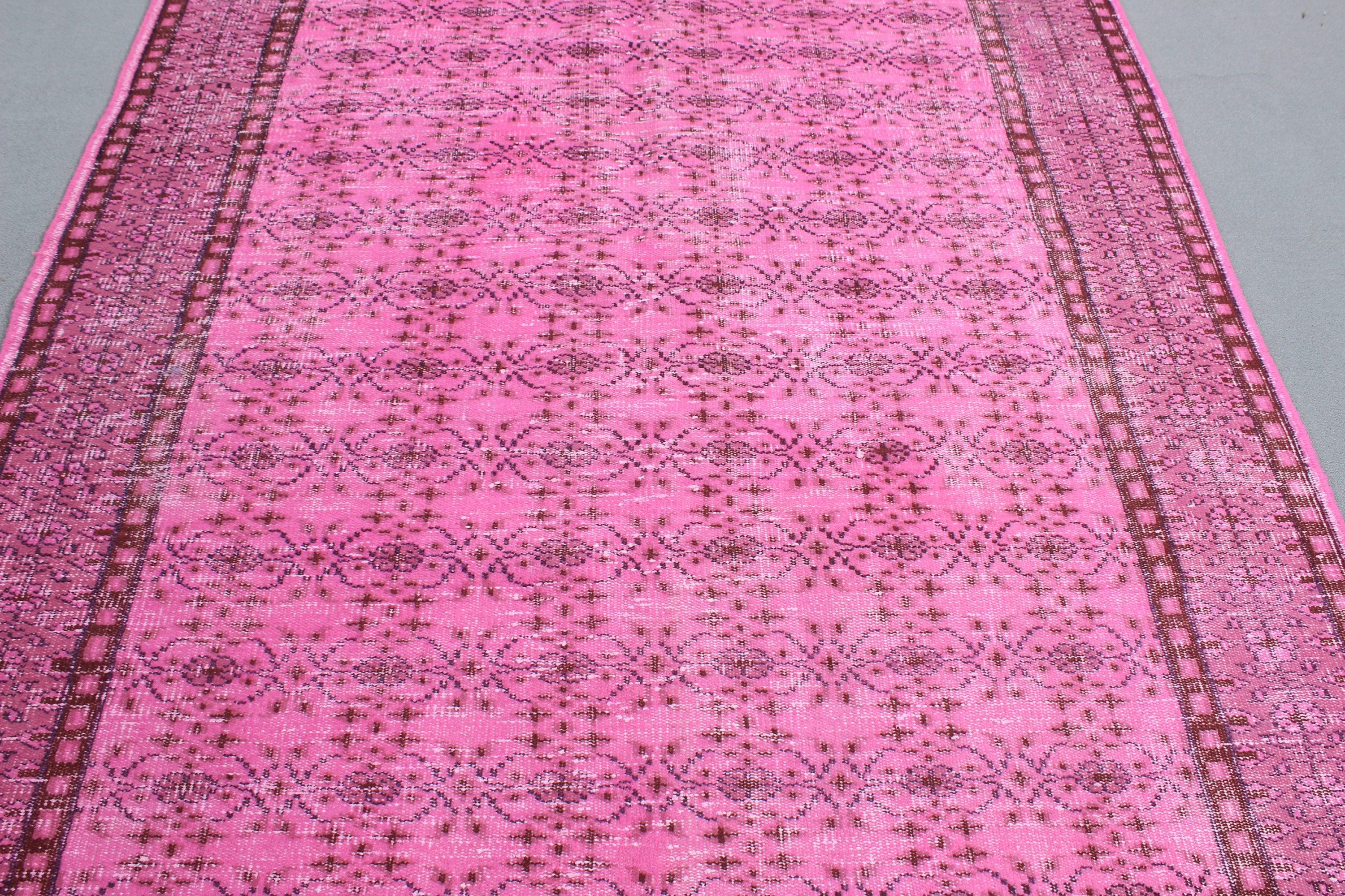 Vintage Halı, Yatak Odası Halısı, Türk Halısı, Pembe Antika Halılar, El Dokuma Halı, Büyük Boho Halıları, Büyük Oushak Halıları, 5,9x8,4 ft Büyük Halı