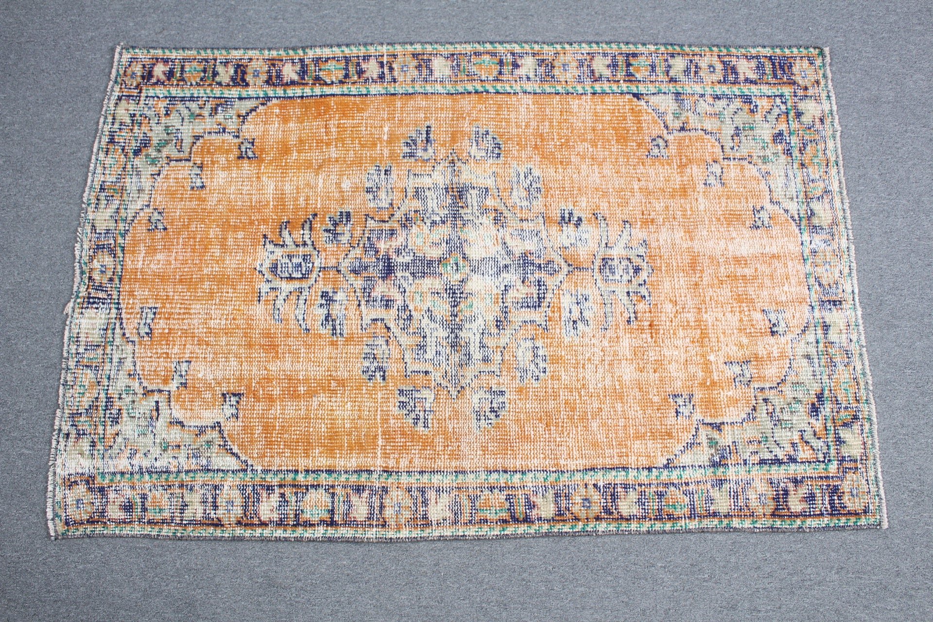 Vintage Rug, Antique Rug, Turkish Rugs, Rugs for Bedroom, Orange Kitchen Rug, Wool Rug, Nursery Rugs, Car Mat Rug, 2.9x4.5 ft Small Rug