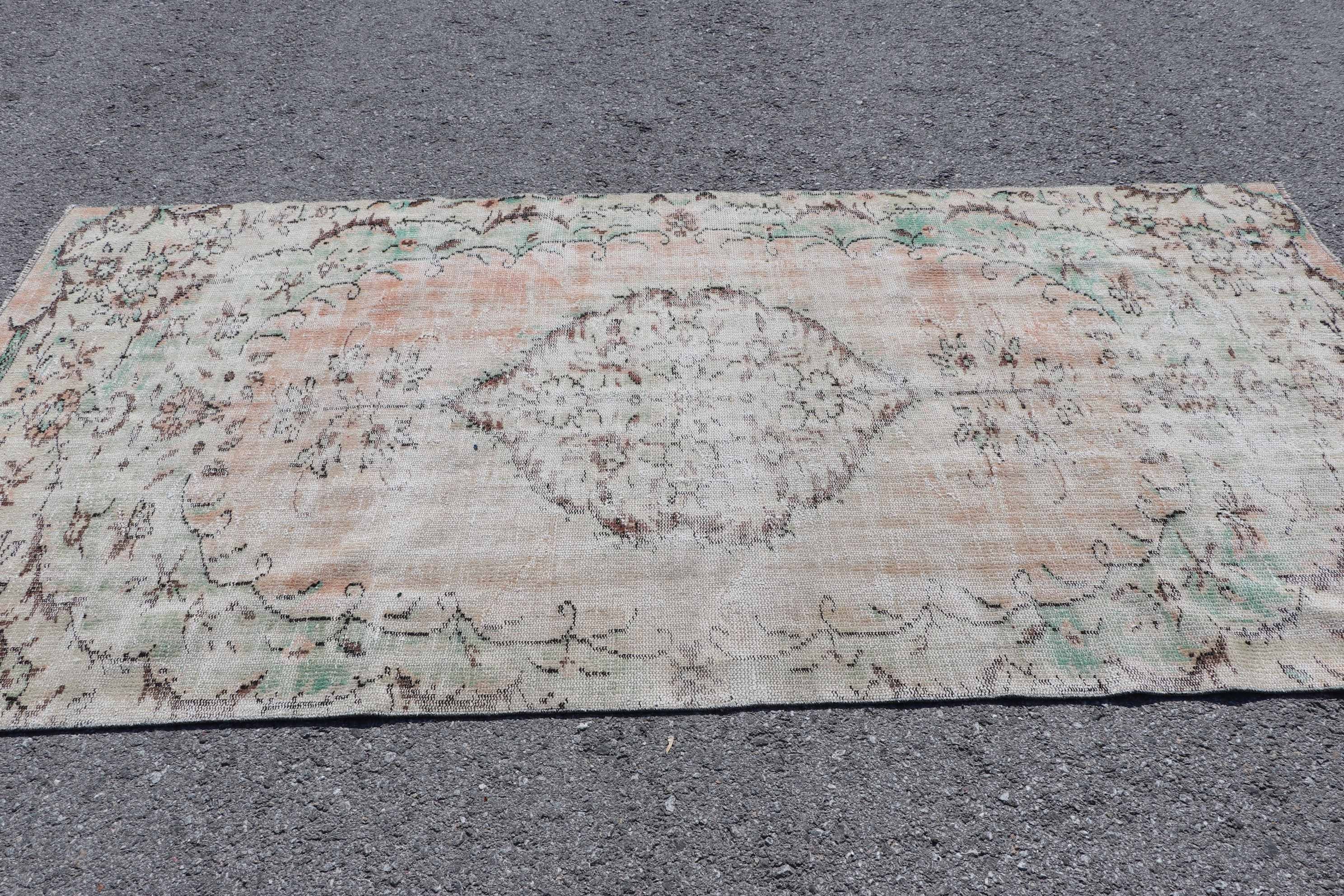 Orange Kitchen Rug, Vintage Rug, Home Decor Rug, Indoor Rug, 4.4x8.9 ft Area Rug, Bedroom Rugs, Hand Woven Rug, Turkish Rug