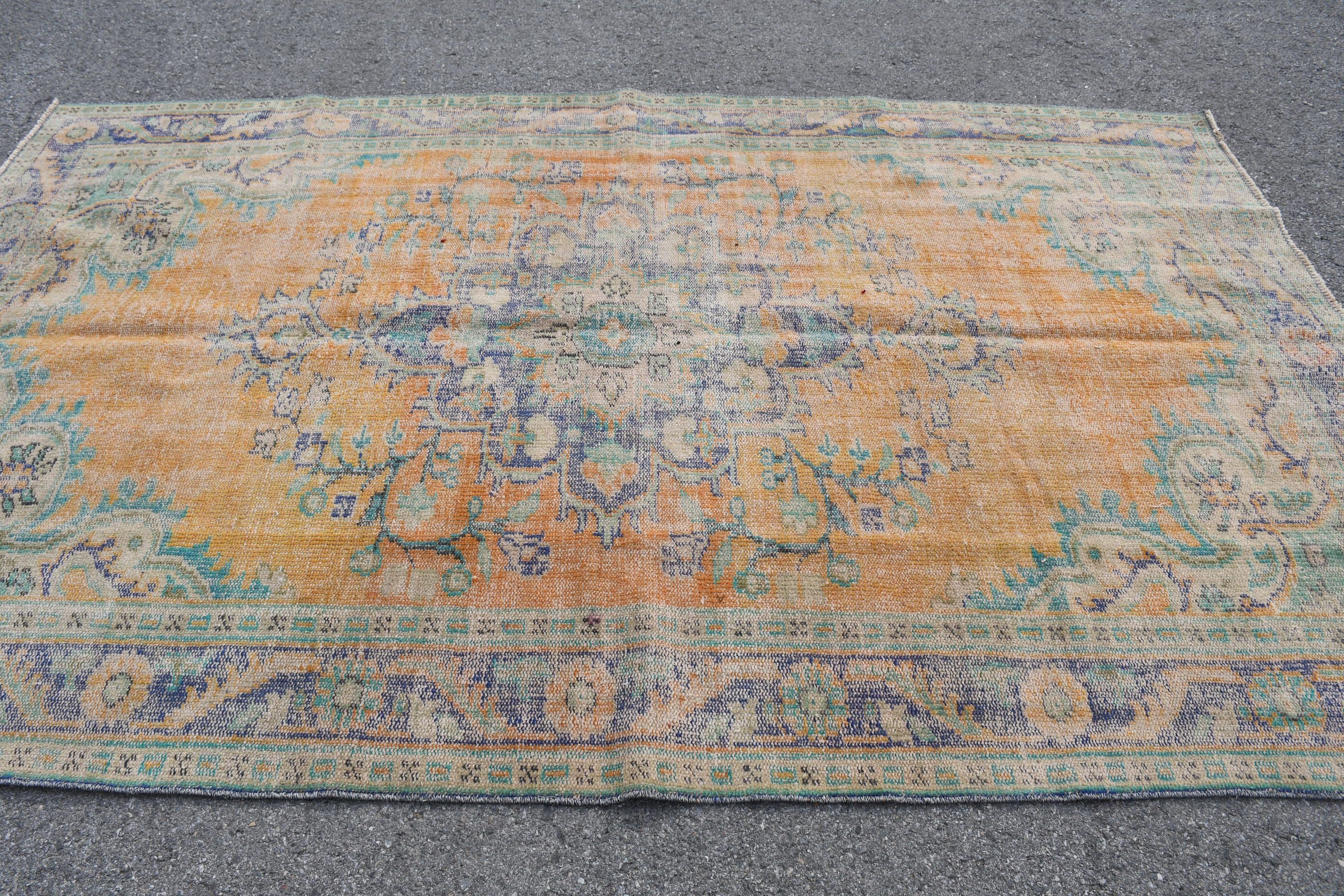 Green Antique Rugs, Living Room Rug, Antique Rug, Old Rug, Bedroom Rug, Turkish Rug, Vintage Rug, 5.9x9.5 ft Large Rugs