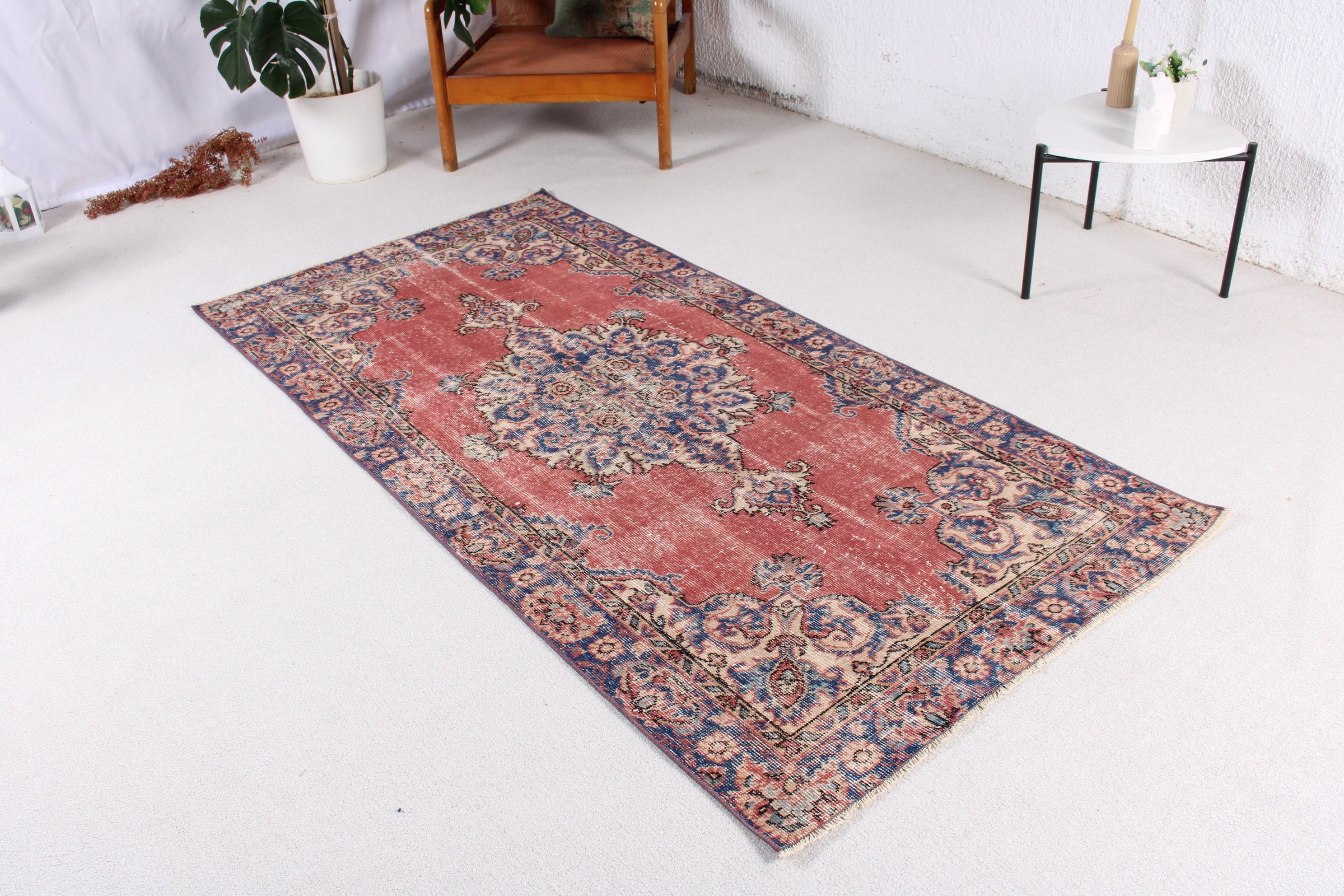 Vintage Halılar, Oryantal Halı, Harika Halılar, 3,4x6,8 ft Vurgulu Halı, Kırmızı Anadolu Halısı, Dekoratif Halı, Türk Halıları, Vintage Vurgulu Halı