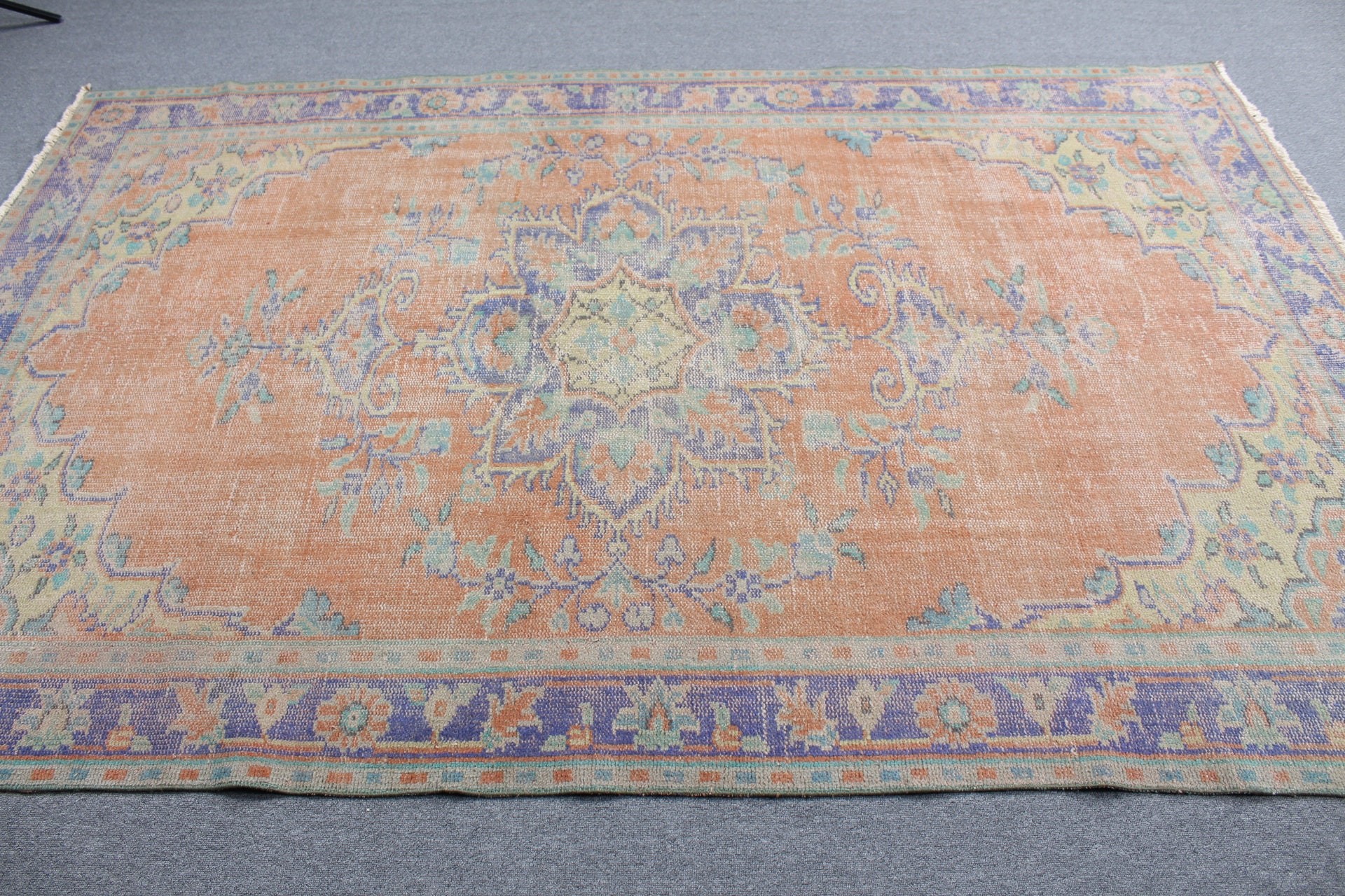 Floor Rugs, Rugs for Dining Room, Turkish Rugs, Boho Rugs, Salon Rugs, Vintage Rug, Orange Oriental Rug, Bedroom Rugs, 5.8x8.7 ft Large Rug