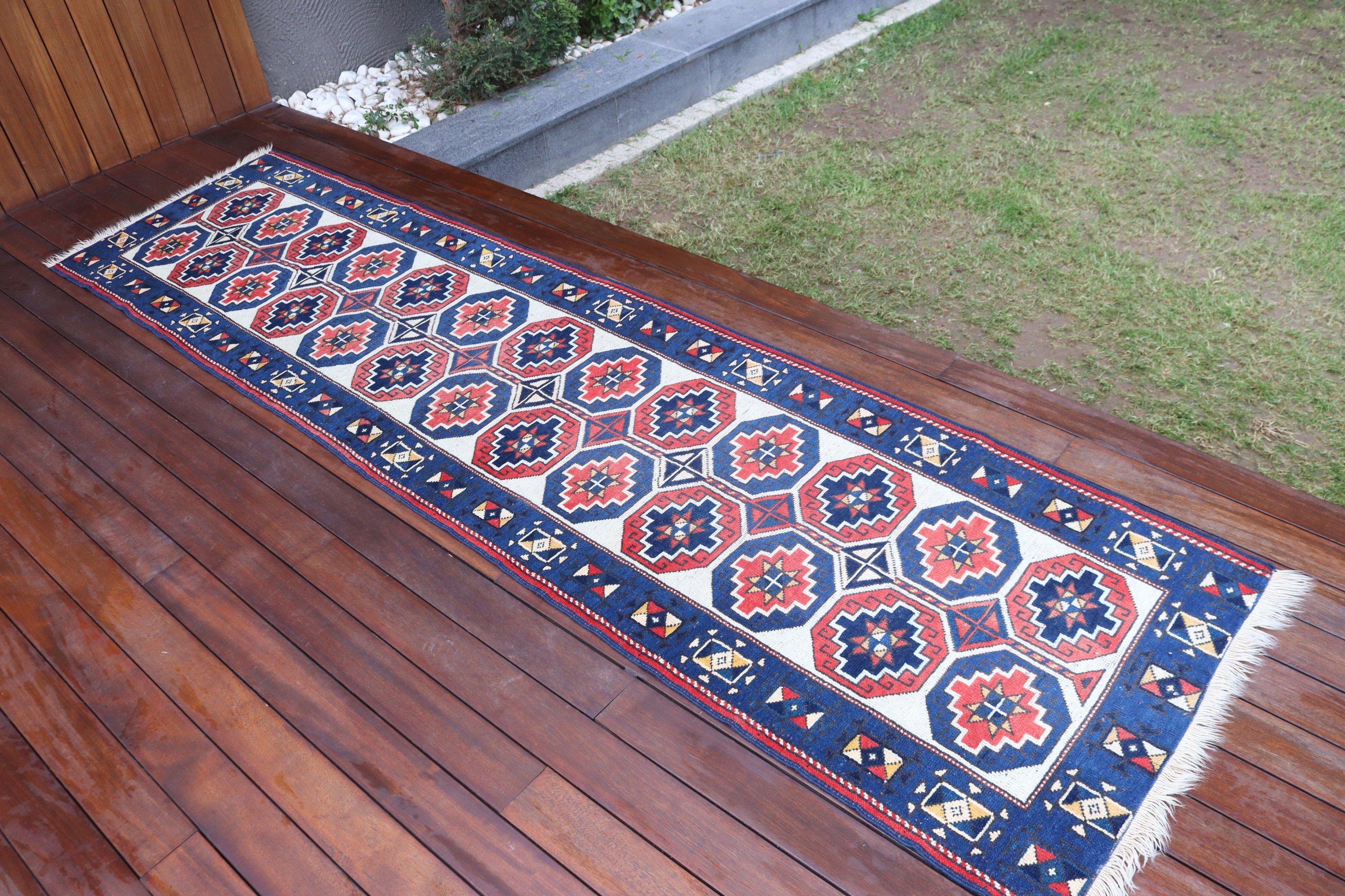 Mavi Açıklama Halısı, Türk Halısı, Boho Halısı, Koridor Halısı, Mutfak Halıları, Nötr Halı, Vintage Halı, 2.3x8.7 ft Runner Halıları, Mutfak Halıları