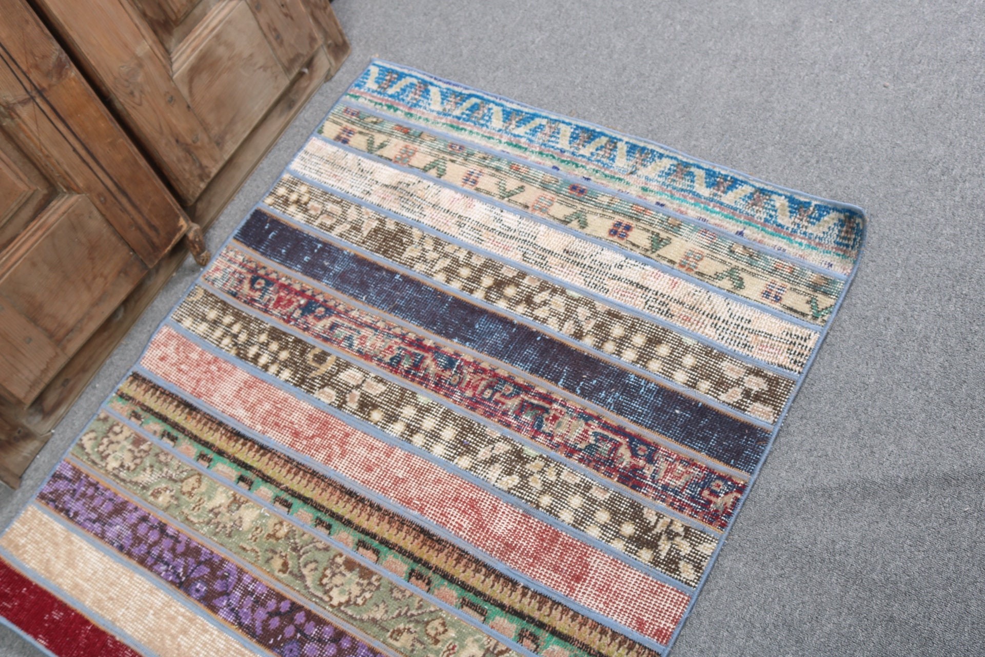 Vintage Rug, Turkish Rugs, Modern Rugs, Moroccan Rug, Small Area Rug, Rainbow Wool Rugs, Kitchen Rug, 2.8x3.3 ft Small Rugs, Office Rugs