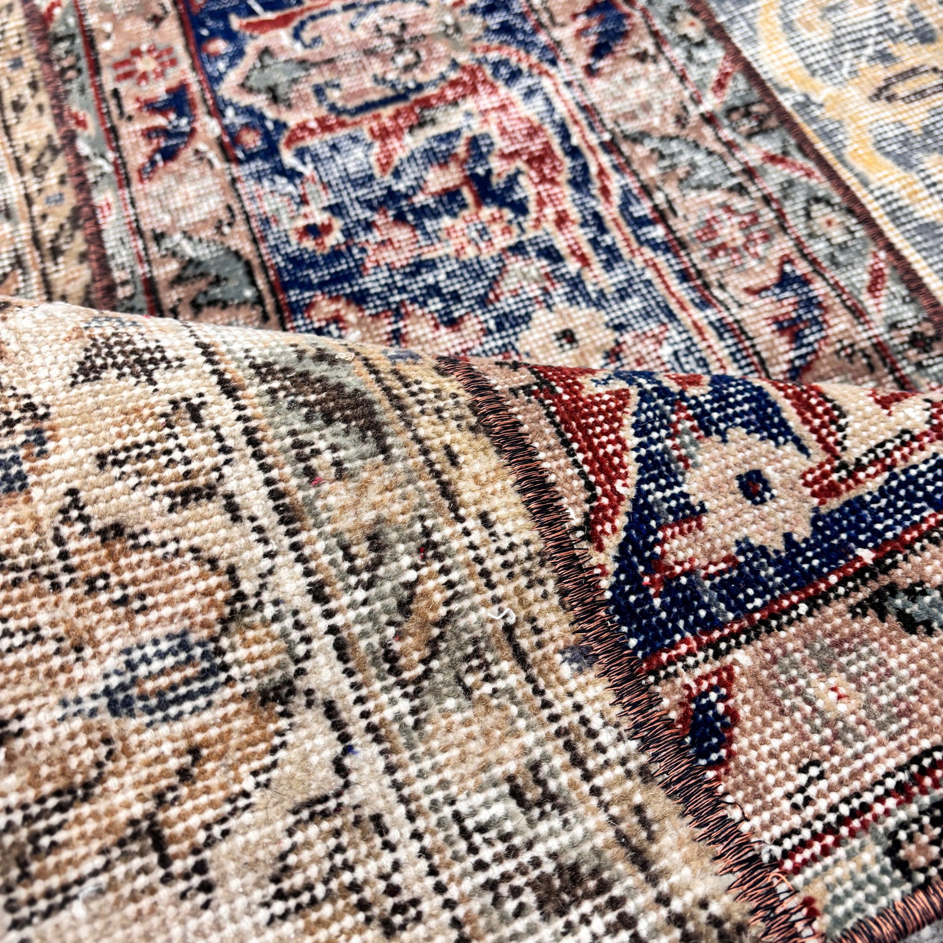 Oushak Halı, Boho Halılar, Küçük Vintage Halılar, Mavi Oryantal Halılar, Vintage Halı, 2,3x3,8 ft Küçük Halı, Türk Halıları, Yatak Odası Halıları, Nötr Halı