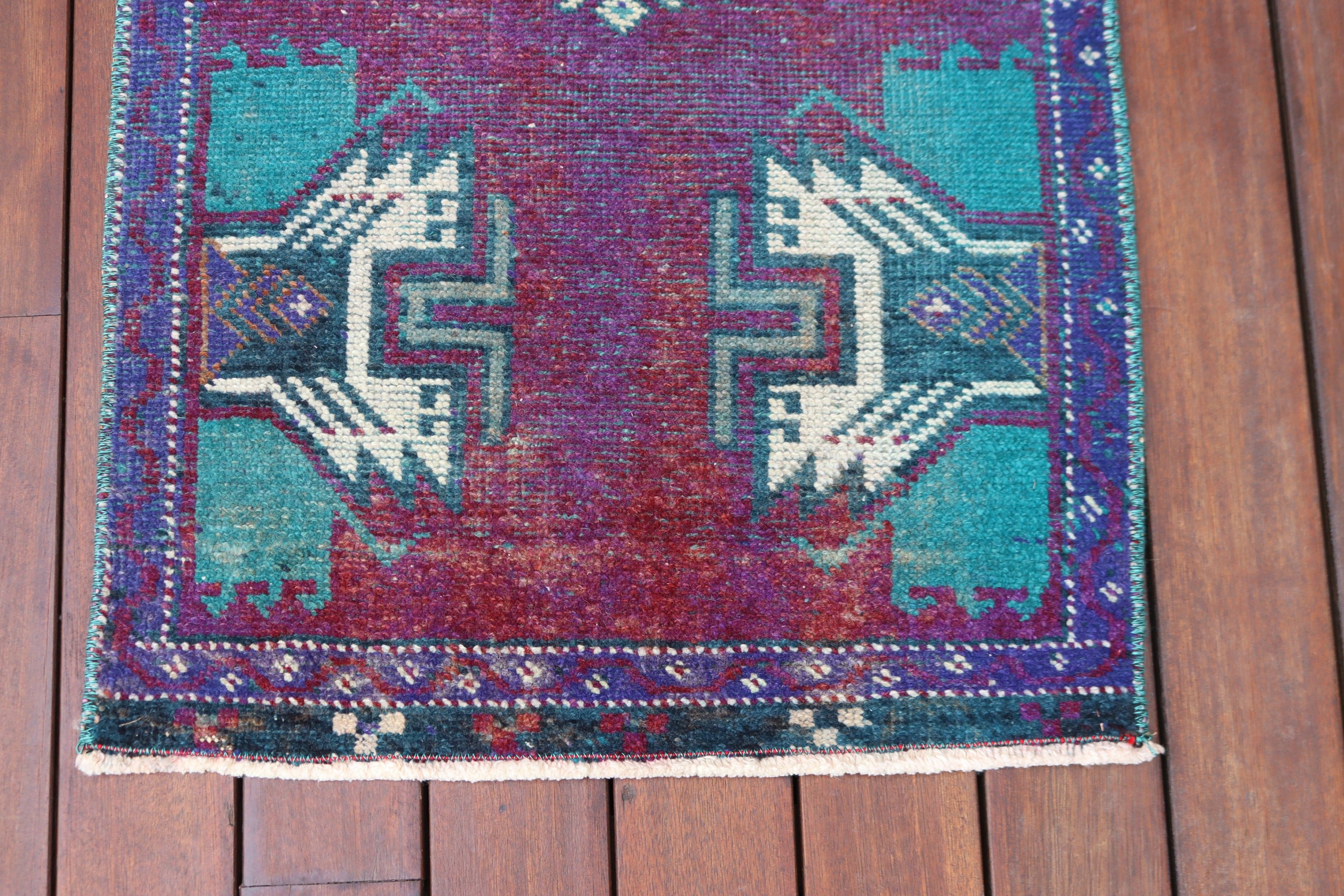 Geometric Rug, Car Mat Rugs, 1.8x4 ft Small Rugs, Turkish Rug, Vintage Rug, Small Vintage Rugs, Purple Home Decor Rug