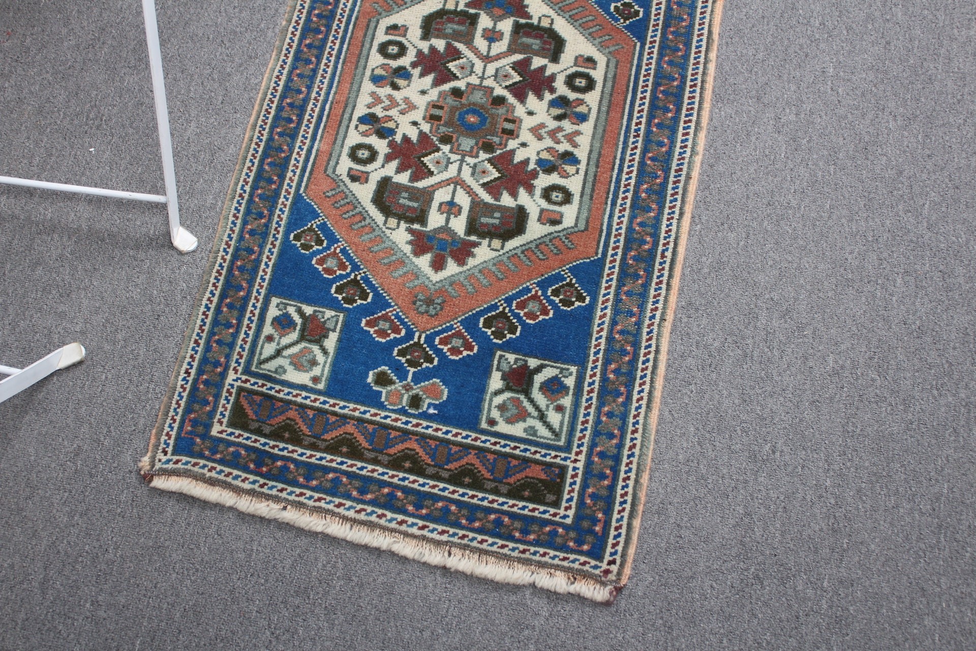 Cute Rug, Vintage Rug, Wall Hanging Rug, Bathroom Rug, Turkish Rug, Blue Floor Rug, 1.7x3 ft Small Rug, Art Rugs, Wool Rug