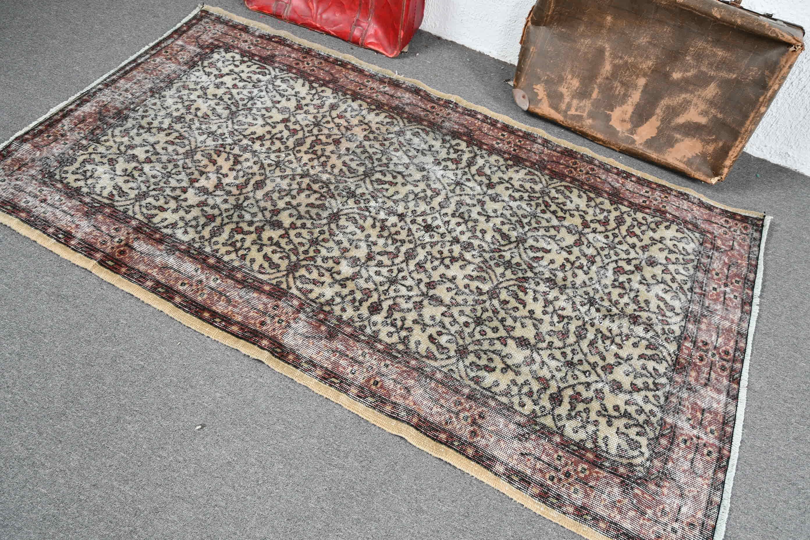 Yer Halıları, 3.7x6.7 ft Alan Halısı, Mor Mutfak Halısı, Yemek Odası Halıları, Anadolu Halıları, Vintage Halılar, Türk Halıları, Yemek Odası Halıları