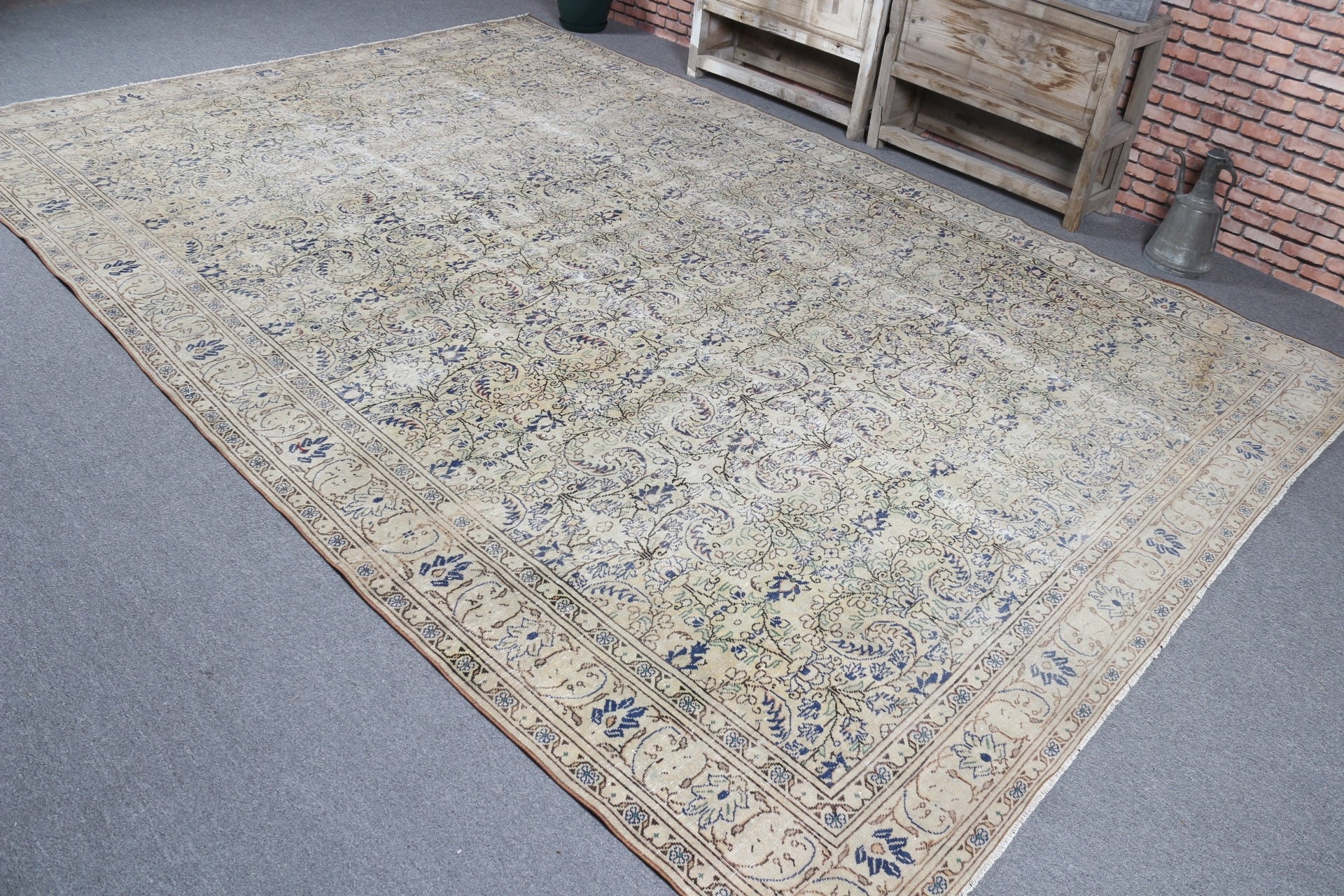 Cool Rugs, 7.7x11.4 ft Oversize Rugs, Vintage Rug, Pastel Rug, Beige Floor Rug, Kitchen Rug, Saloon Rug, Turkish Rug, Living Room Rug