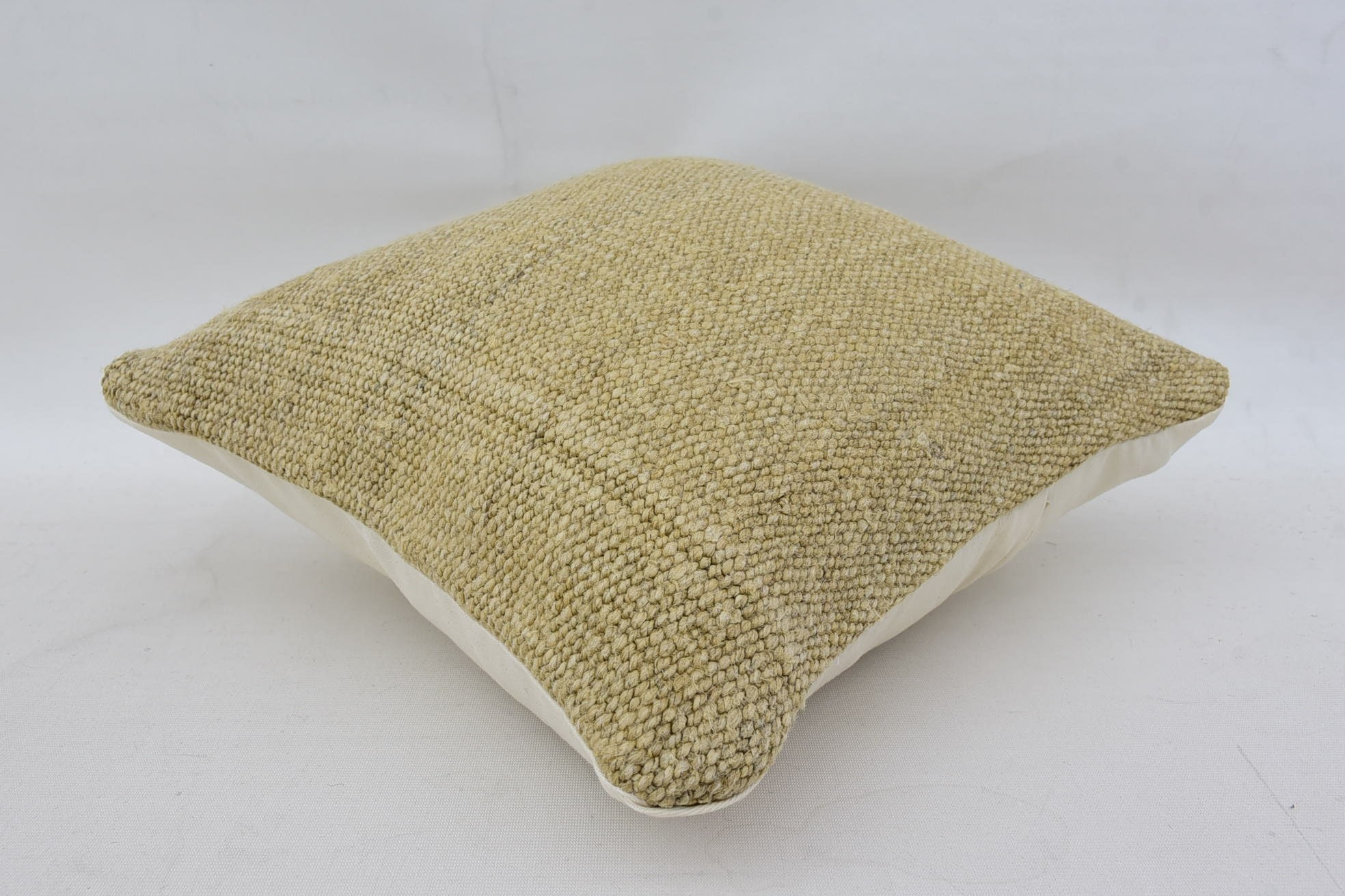 14"x14" Beige Pillow Case, Turkish Kilim Pillow, Bright Pillow Sham, Bolster Throw Pillow Sham, Boho Pillow, Pillow for Couch