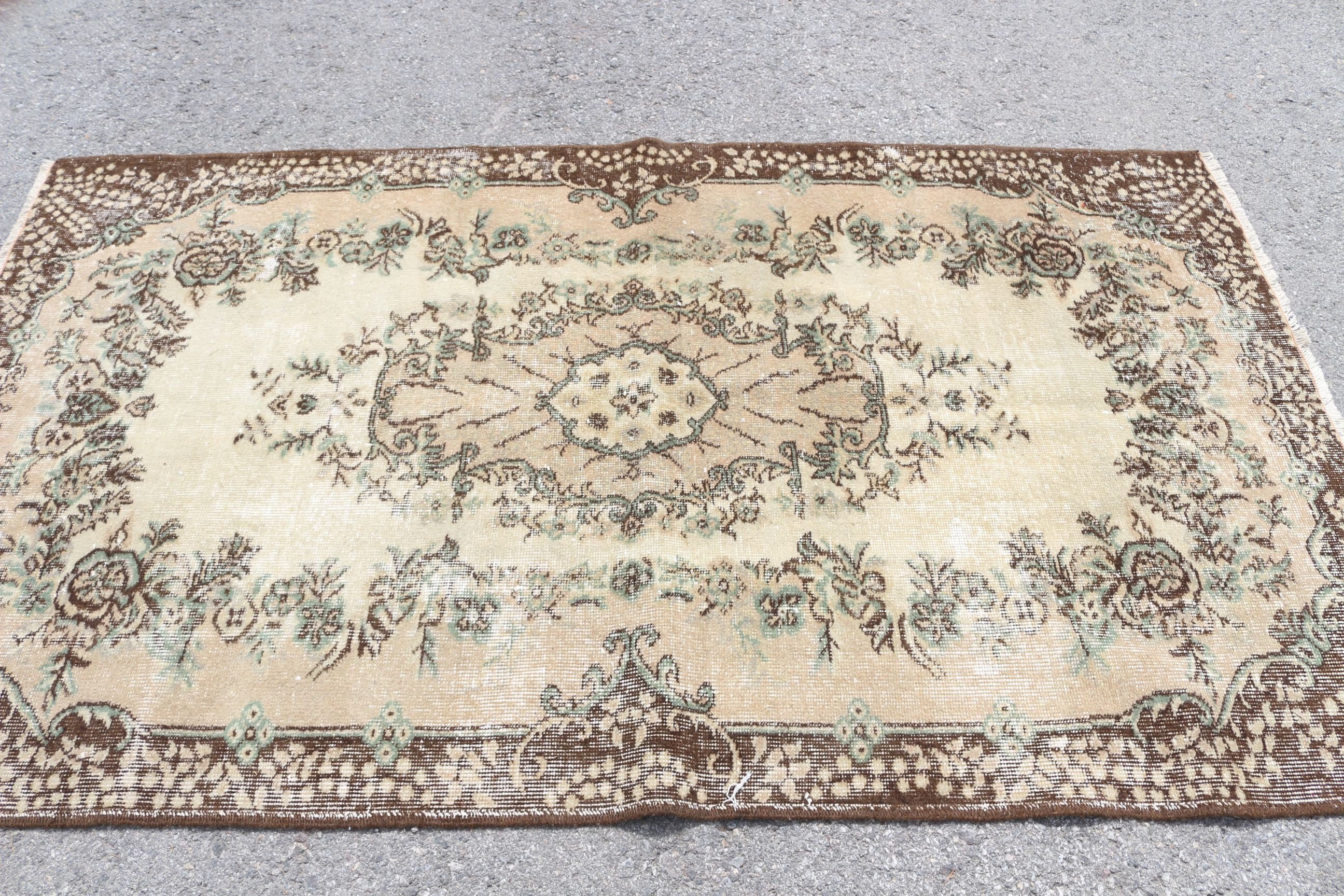 Brown Bedroom Rug, Nursery Rug, 4.1x7 ft Area Rugs, Home Decor Rugs, Kitchen Rug, Vintage Rug, Custom Rug, Turkish Rug, Living Room Rug