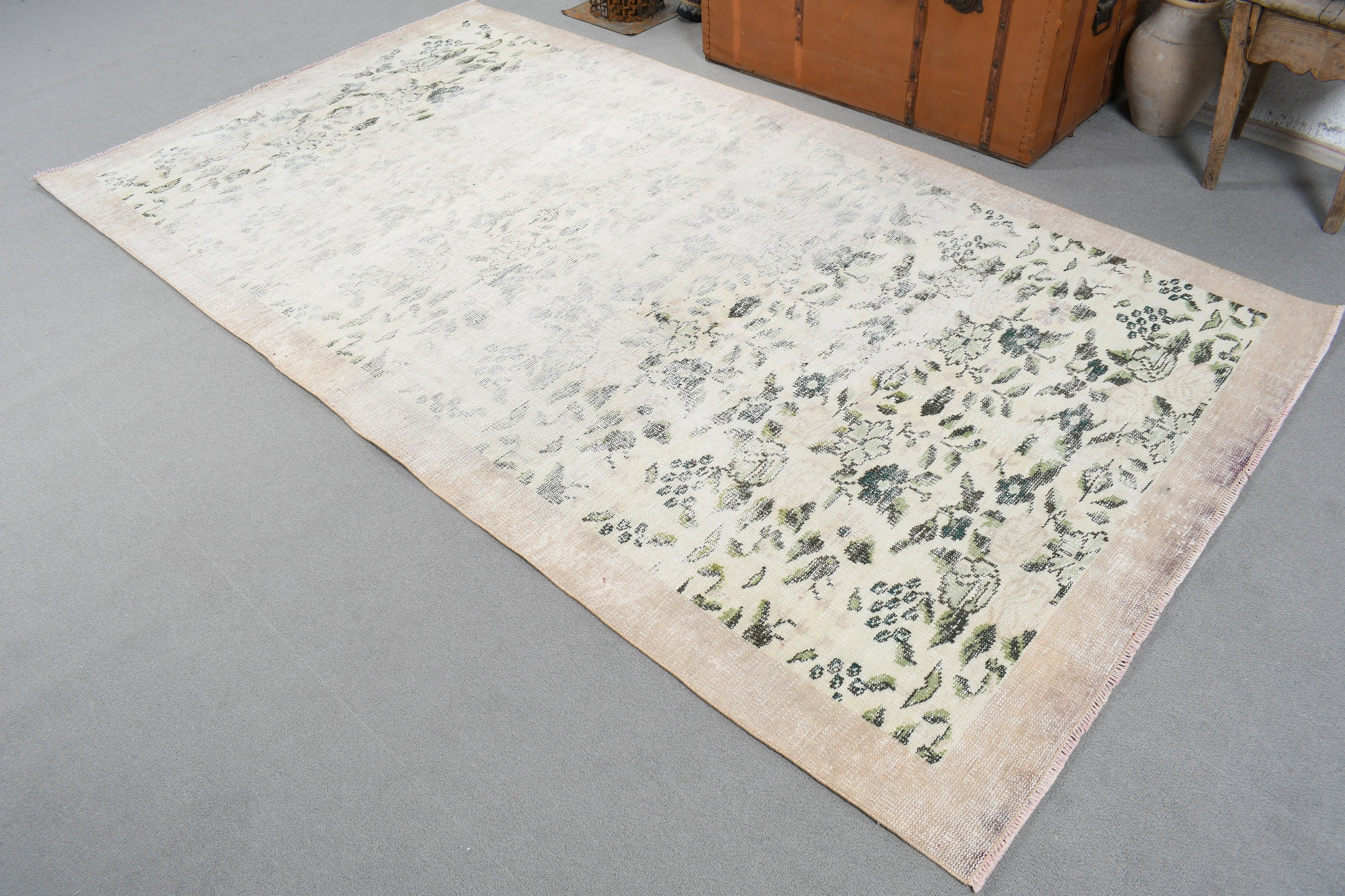 Wool Rug, Living Room Rug, Bedroom Rugs, Beige Boho Rug, Dining Room Rug, 4.7x8.5 ft Area Rugs, Turkish Rugs, Rugs for Indoor, Vintage Rug