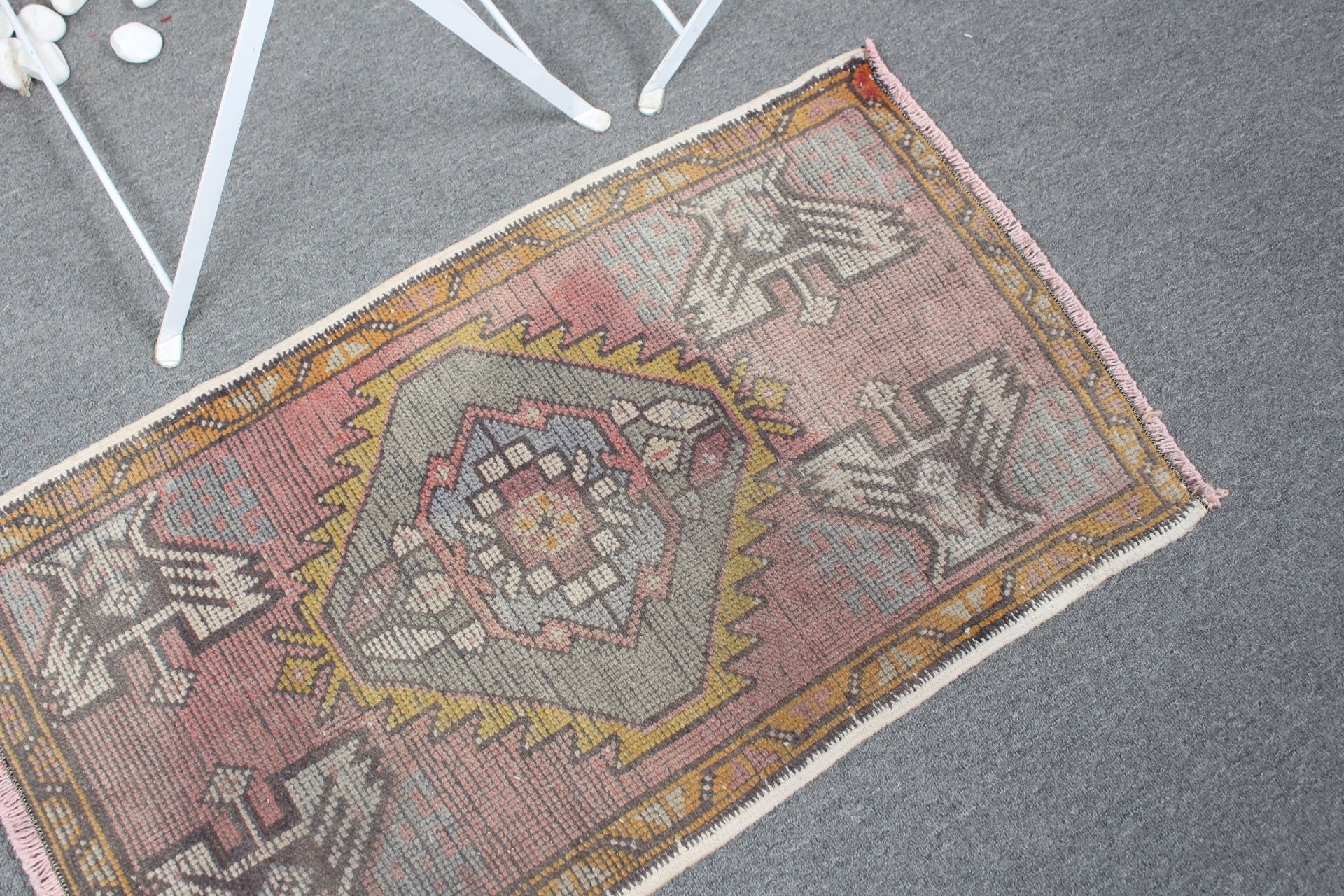 1.8x3 ft Small Rug, Turkish Rug, Vintage Rug, Entry Rug, Old Rug, Rugs for Entry, Anatolian Rug, Car Mat Rug, Antique Rug, Pink Bedroom Rug