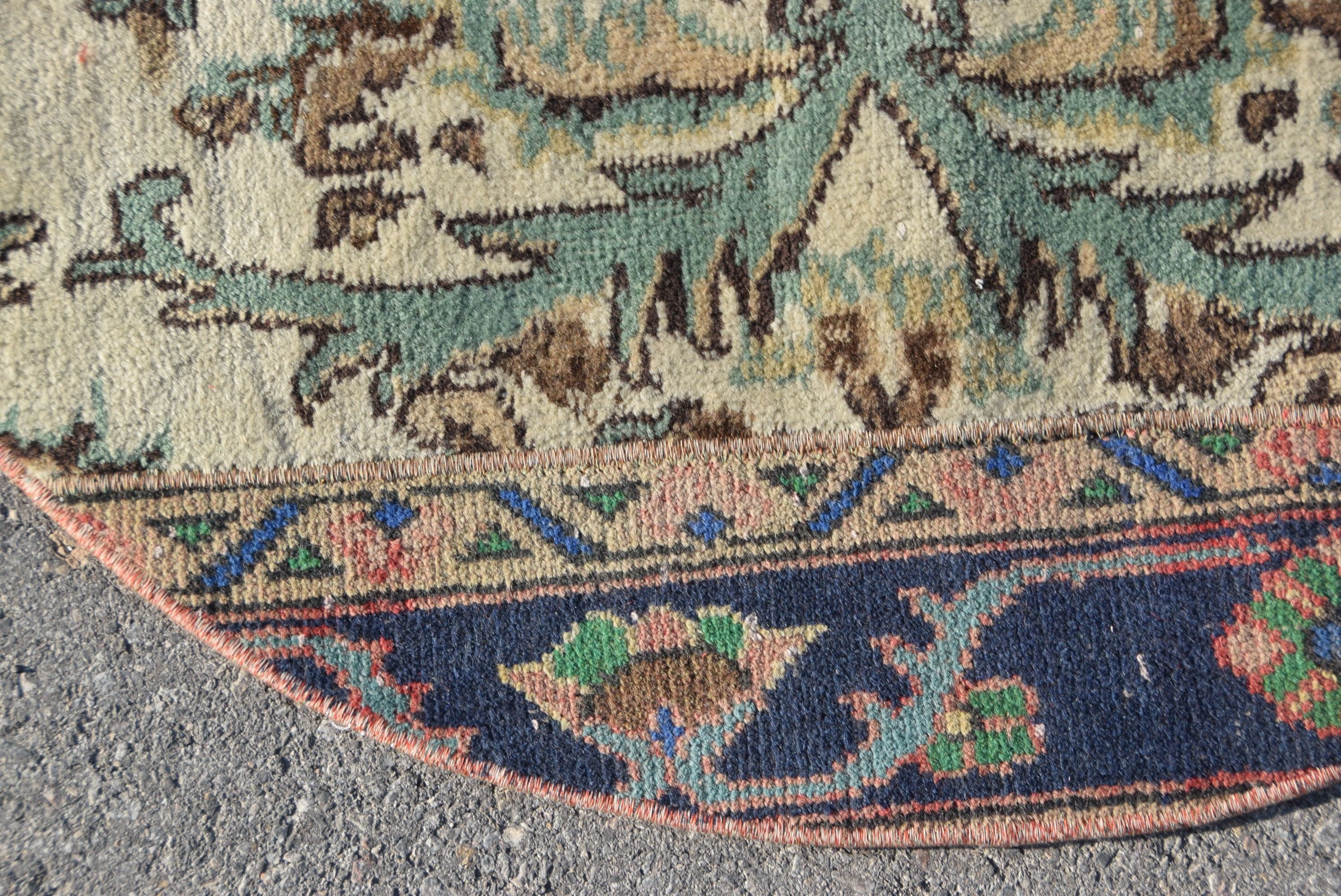 Antique Rug, Bathroom Rug, Door Mat Rug, Vintage Rug, Blue Antique Rug, 3x3 ft Small Rug, Turkish Rugs, Oriental Rug, Rugs for Bedroom