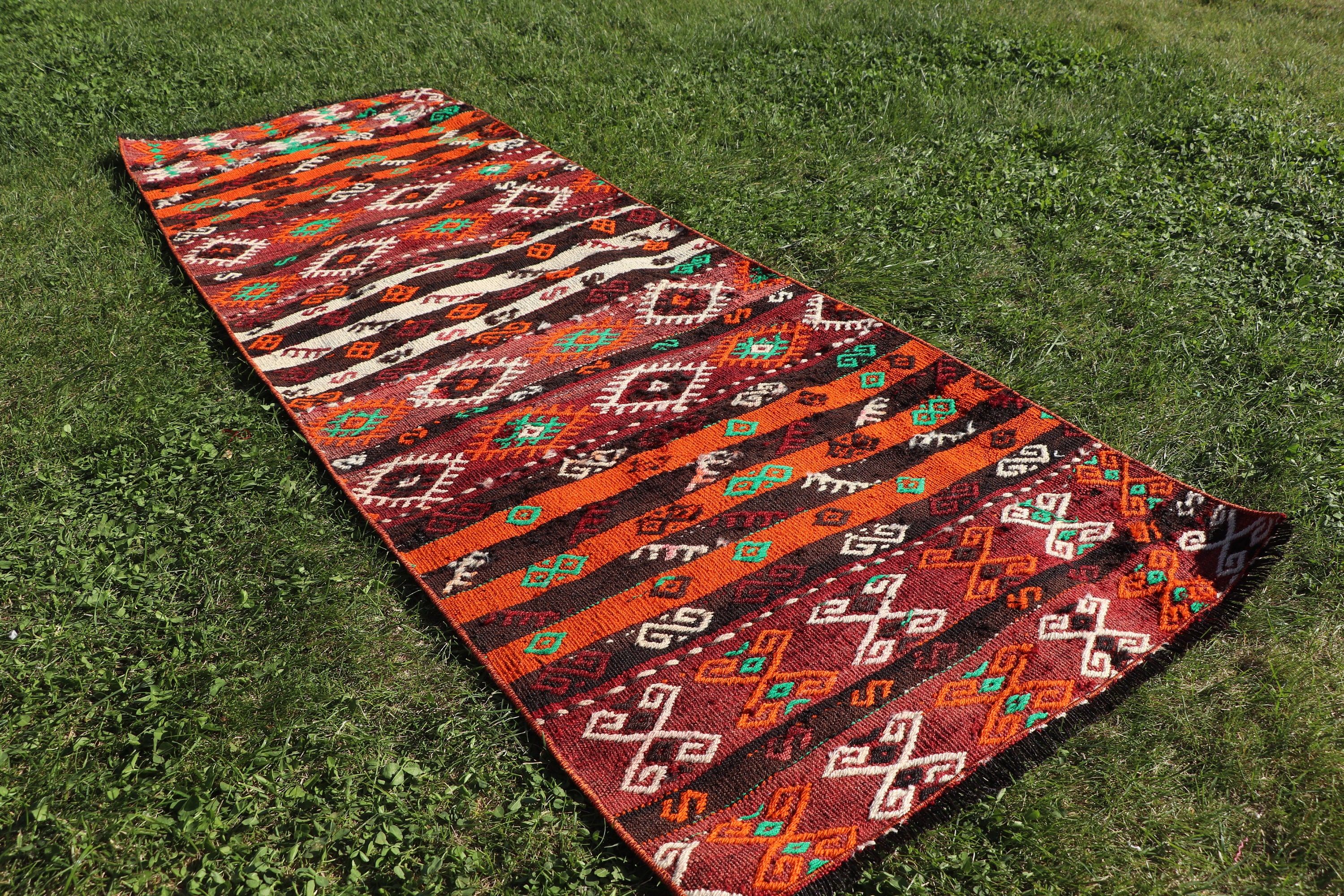 Kilim, Türk Halısı, Vintage Yolluk Halısı, 2.1x6.3 ft Koşucu Halısı, Koridor Halısı, Turuncu Boho Halısı, Lüks Halılar, Yün Halısı, Vintage Halı