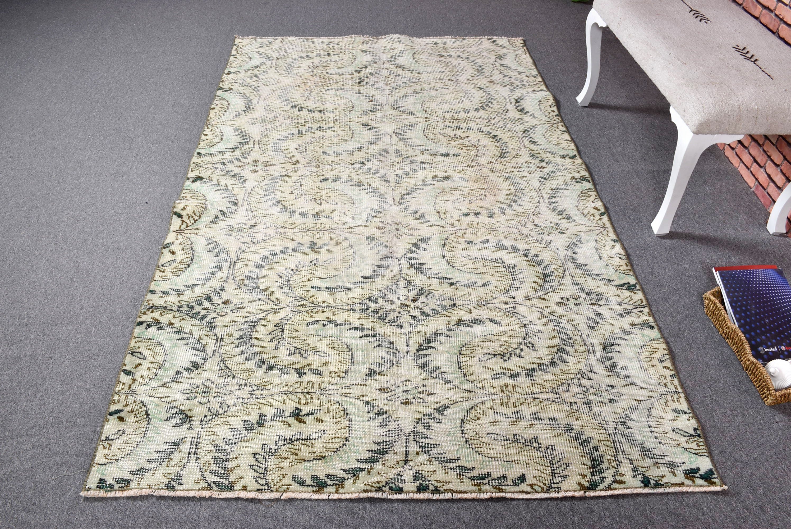 Vintage Rug, 4.6x7.5 ft Area Rugs, Green Moroccan Rugs, Luxury Rugs, Indoor Rugs, Outdoor Rug, Geometric Rugs, Boho Area Rugs, Turkish Rugs