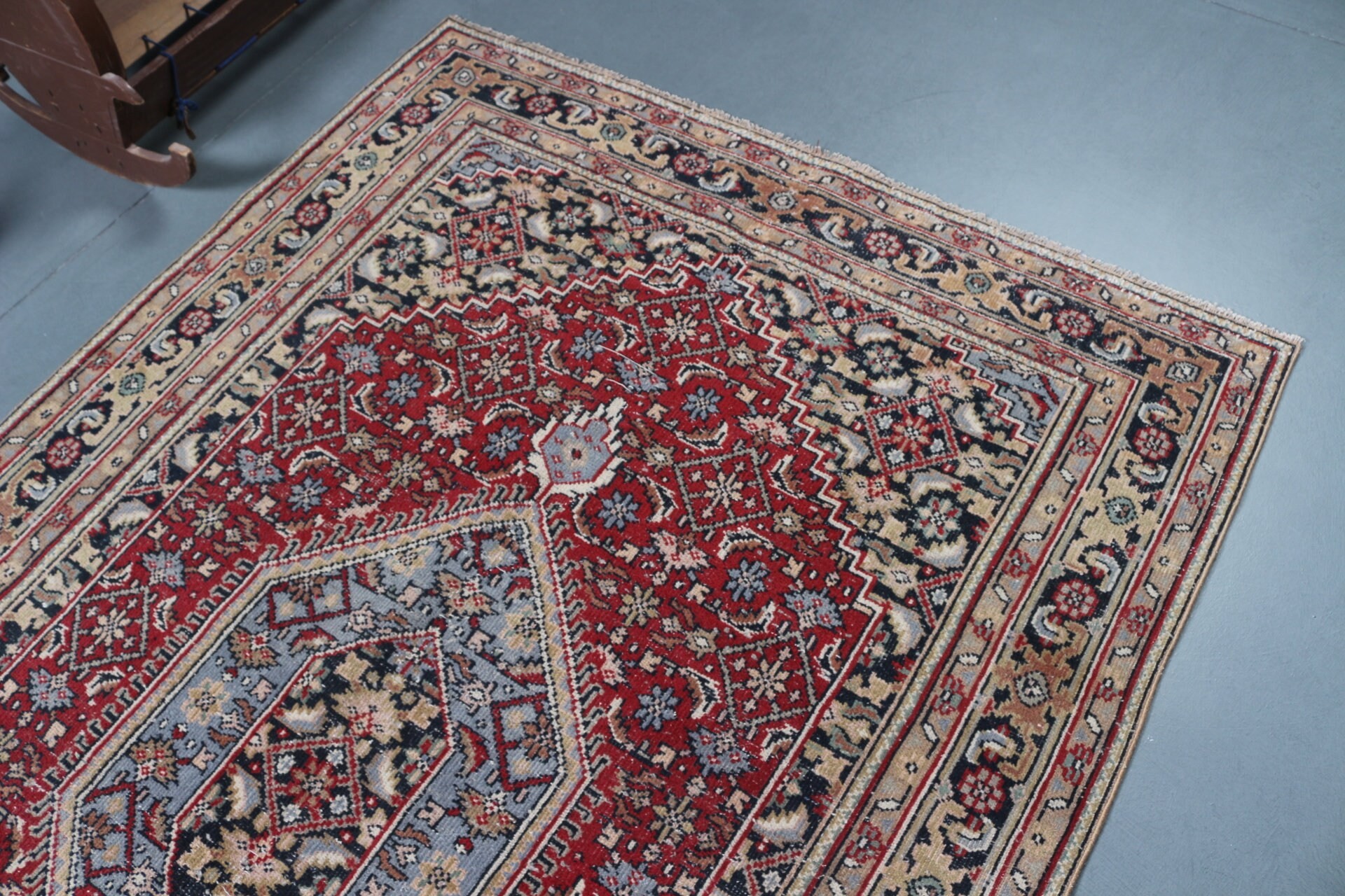 Bedroom Rug, Dining Room Rug, Living Room Rug, Turkish Rug, Organic Rug, Vintage Rug, Red Anatolian Rug, 5.2x7.7 ft Large Rug