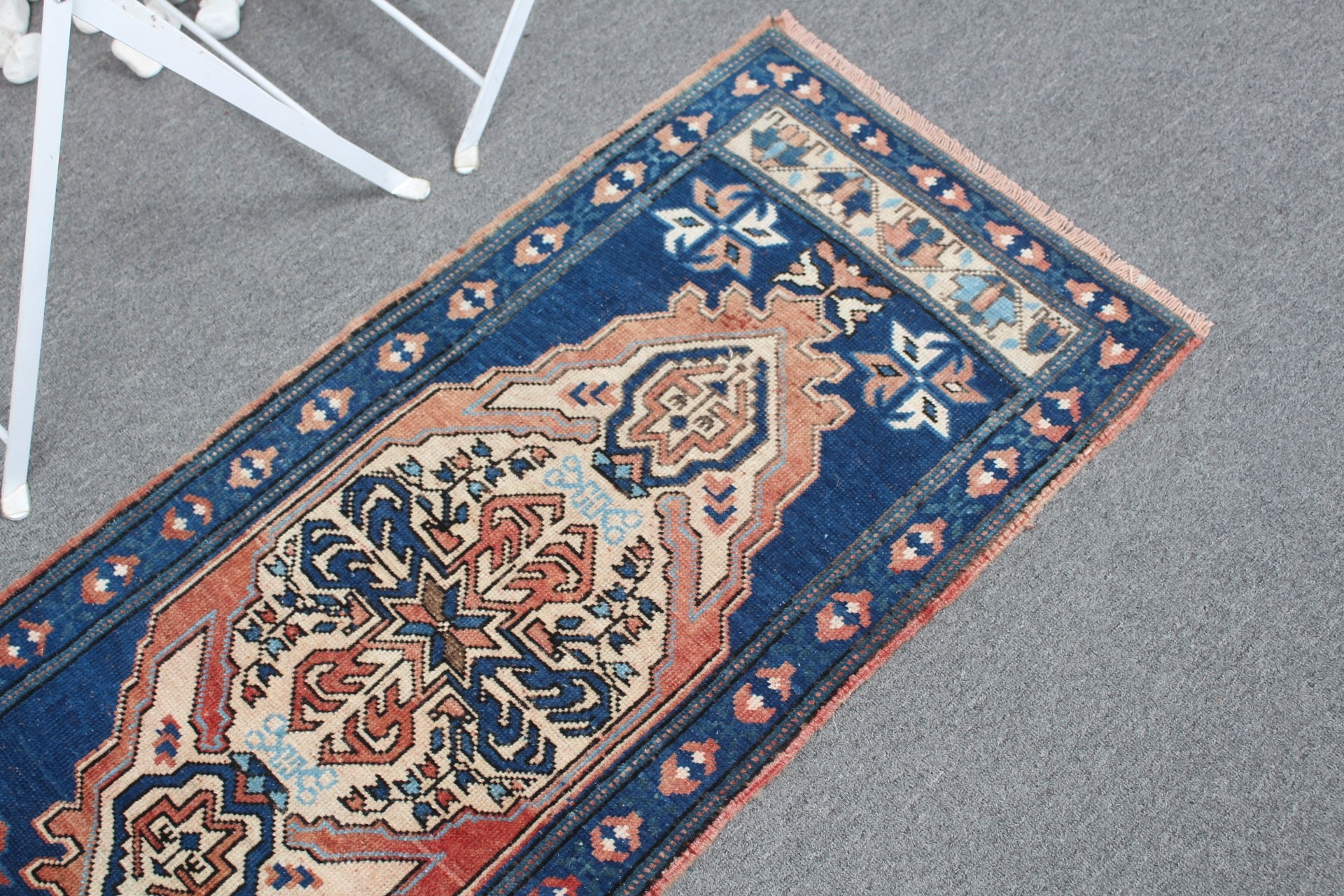 Bath Rug, Art Rug, Rugs for Car Mat, 1.7x3.8 ft Small Rug, Blue Moroccan Rug, Entry Rug, Vintage Rug, Turkish Rugs, Cool Rugs