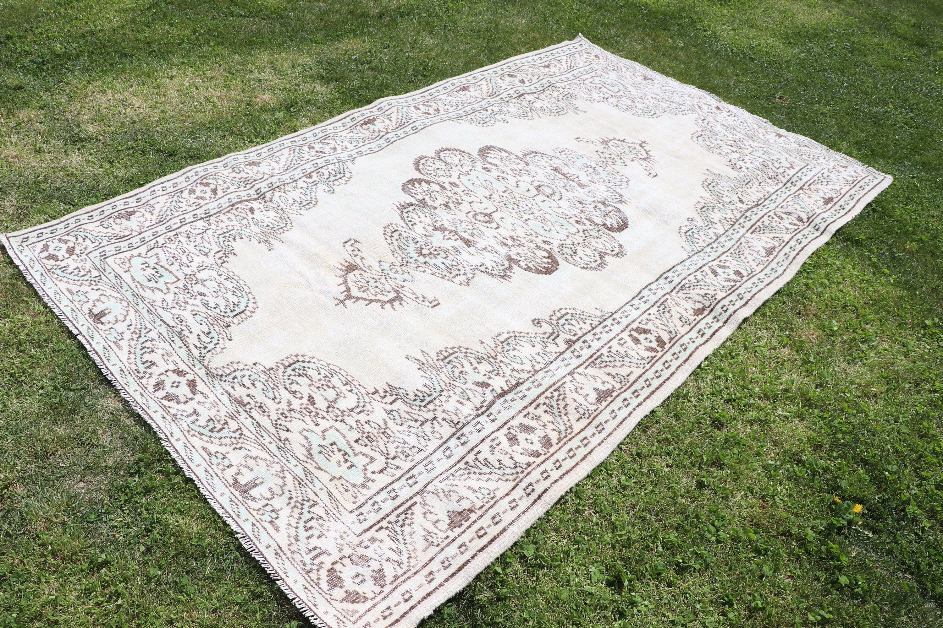 Yatak Odası Halıları, Bej Mutfak Halısı, Vintage Halılar, Harika Halı, Büyük Oushak Halısı, Türk Halısı, Oushak Halısı, Yatak Odası Halıları, 5x8,3 ft Büyük Halı