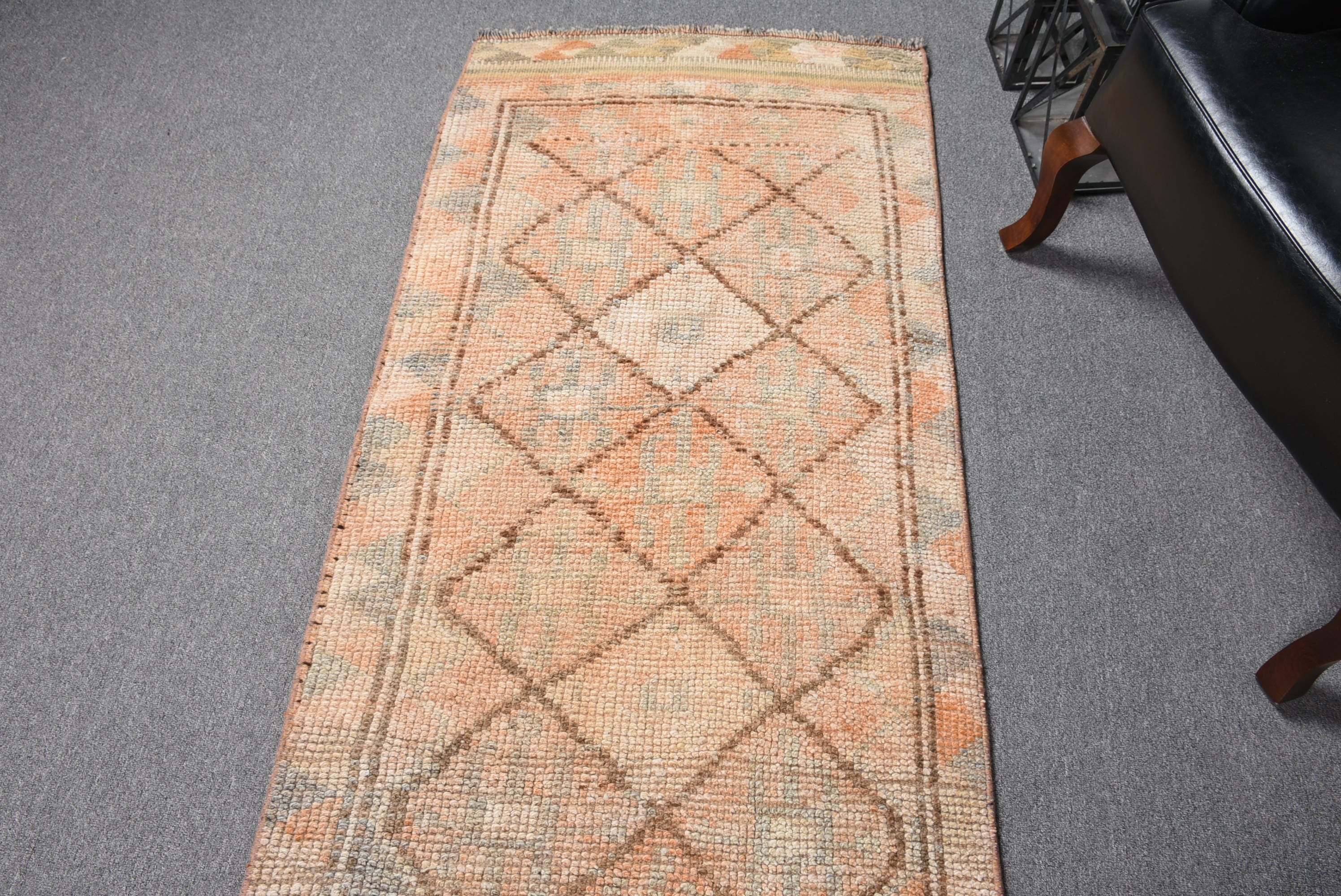 Vintage Rug, Antique Rug, Beige Antique Rug, 2.6x11 ft Runner Rugs, Turkish Rug, Hallway Rugs, Rugs for Corridor, Kitchen Rugs, Floor Rug