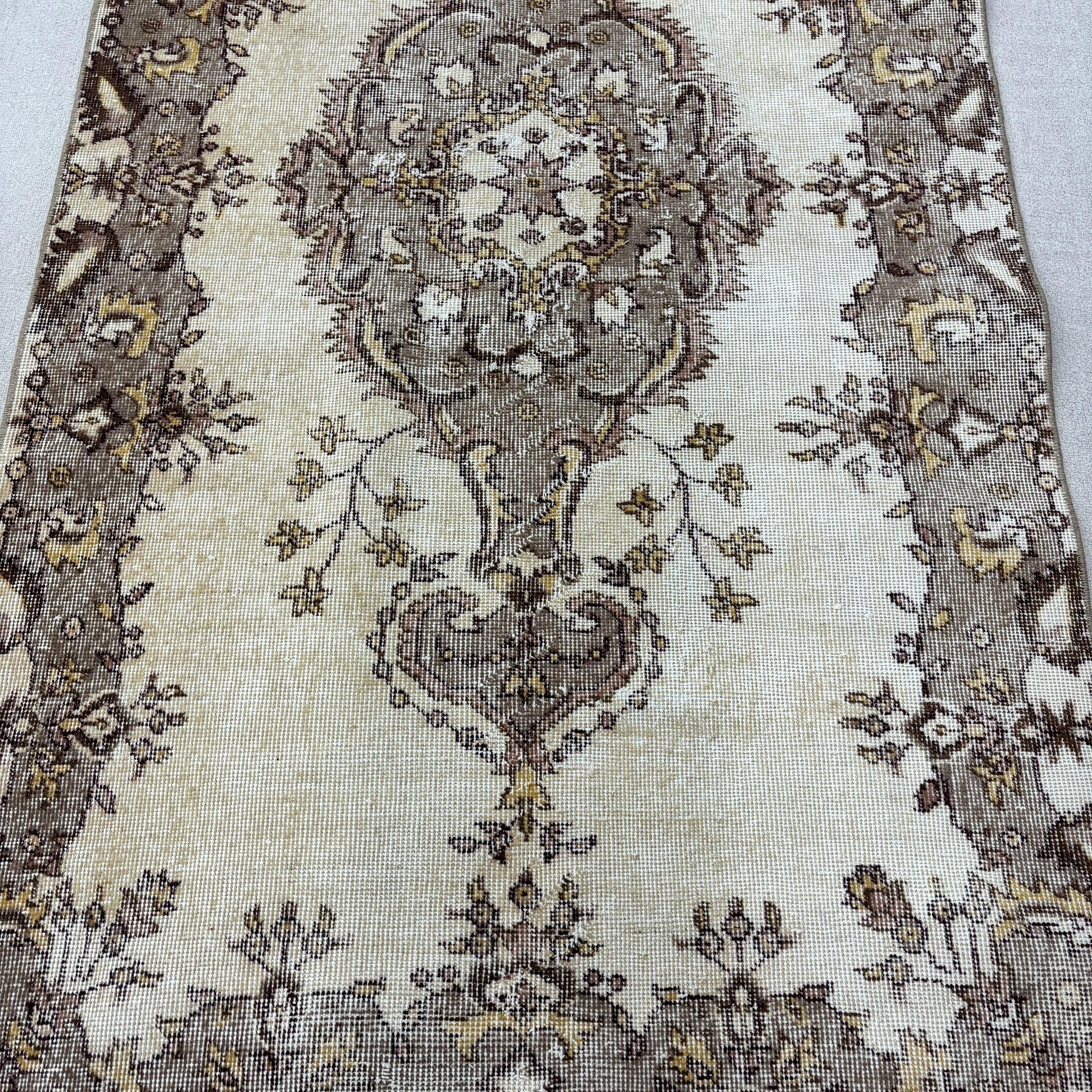 Yatak Odası Halıları, Boho Bölge Halısı, Vintage Halı, 3,7x7,2 ft Alan Halıları, Bej Nötr Halılar, Düz Dokuma Halılar, Türk Halıları, Anadolu Halıları