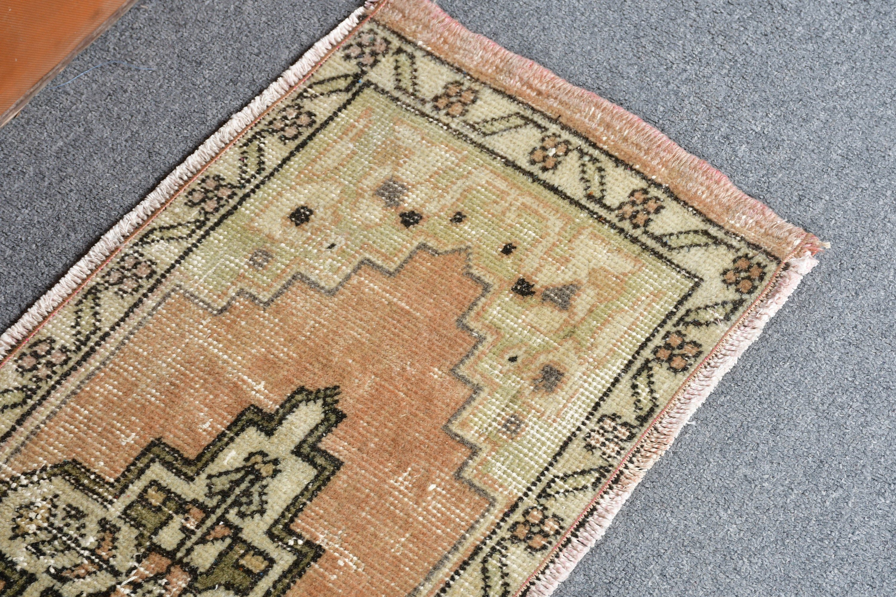 1.1x2.8 ft Small Rug, Rugs for Bedroom, Wool Rug, Bedroom Rug, Turkish Rugs, Brown Antique Rug, Door Mat Rug, Vintage Rug