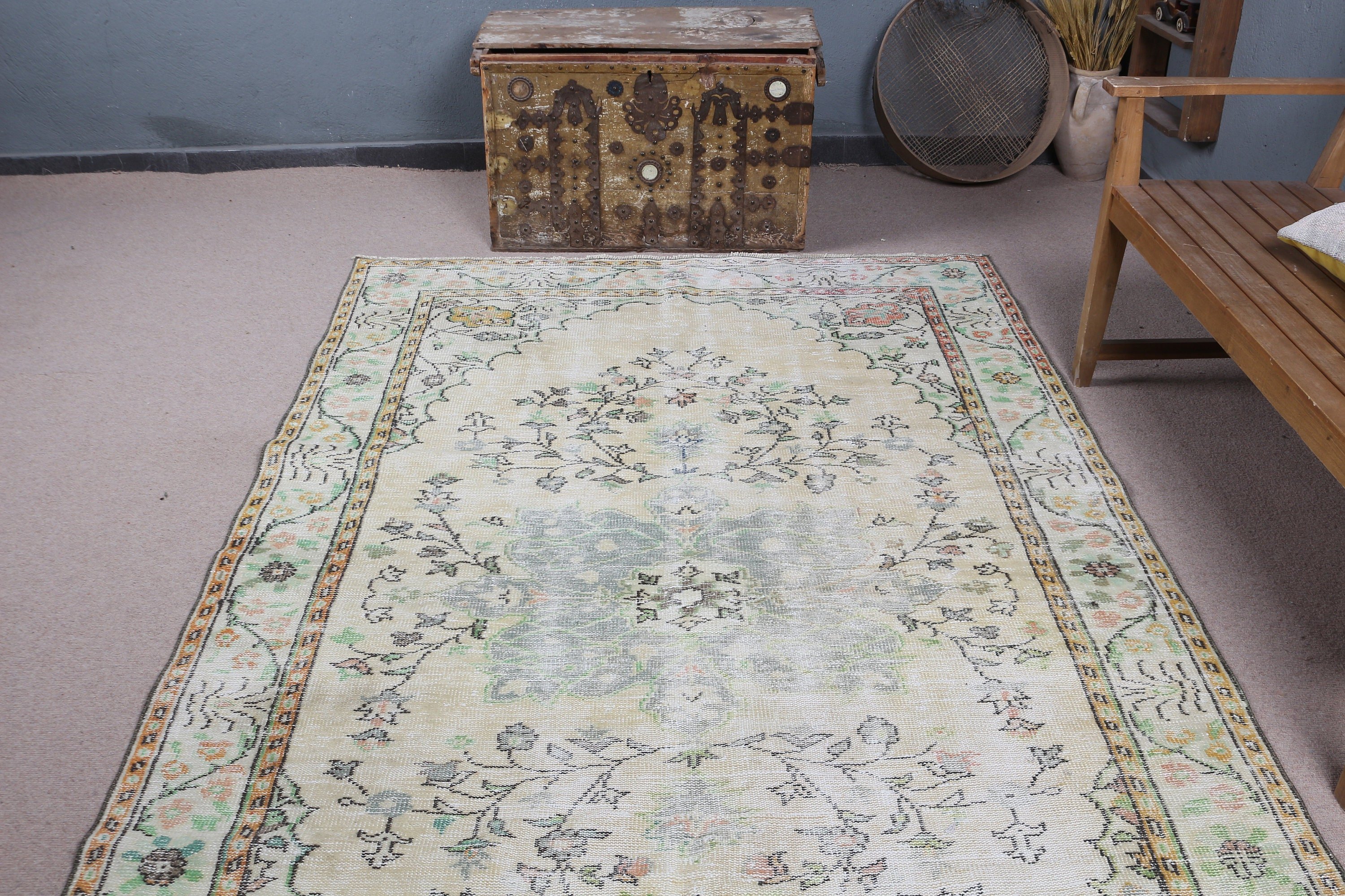 Oushak Halı, Yemek Odası Halısı, Yer Halıları, 5.4x8.9 ft Büyük Halılar, Türk Halısı, Bej Fas Halısı, Salon Halısı, Yatak Odası Halıları, Vintage Halı