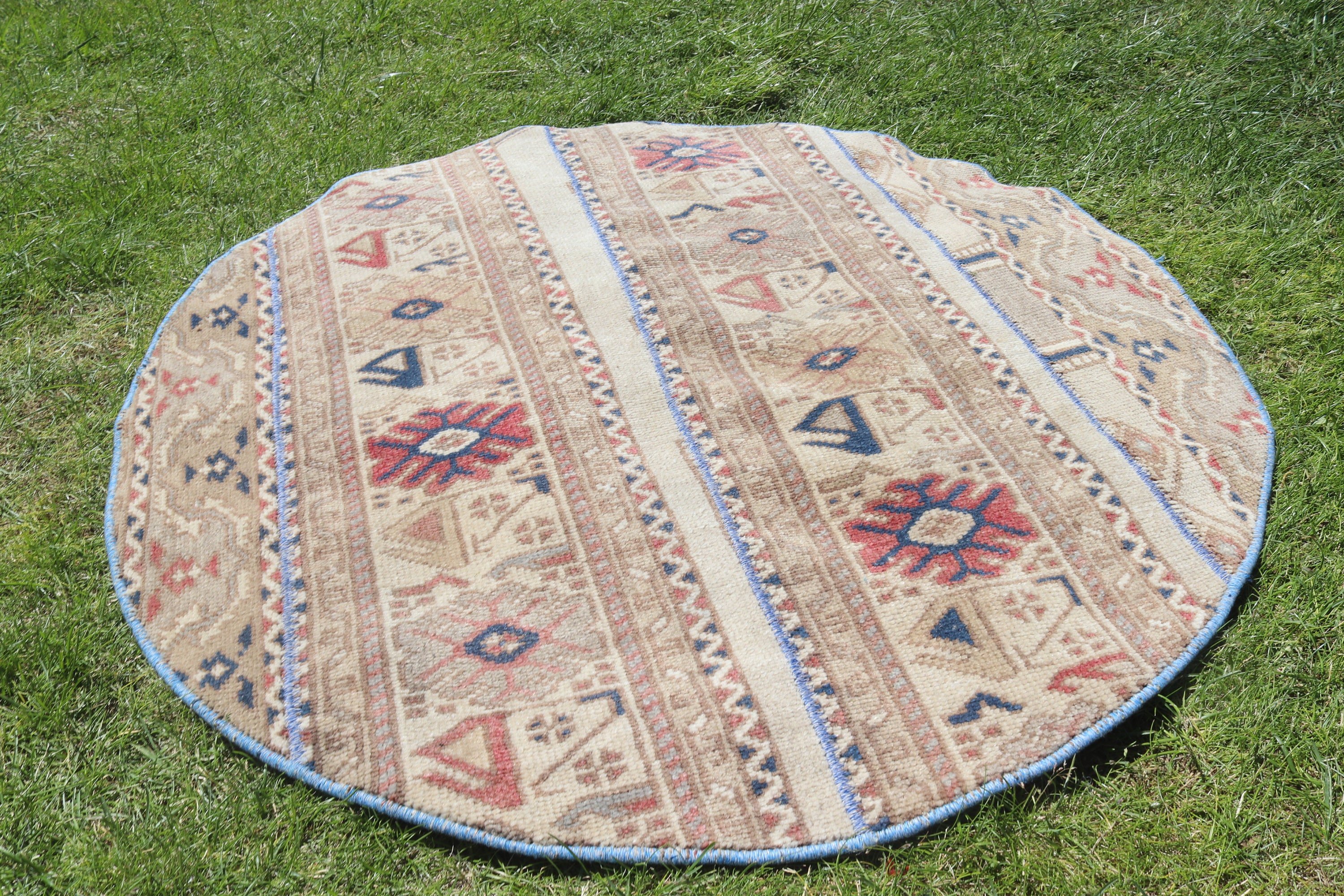 Mavi Ev Dekor Halıları, Küçük Boho Halıları, Oryantal Halı, 3,1x3,1 ft Küçük Halı, Vintage Halılar, Fas Halıları, Türk Halıları, Küçük Vintage Halı