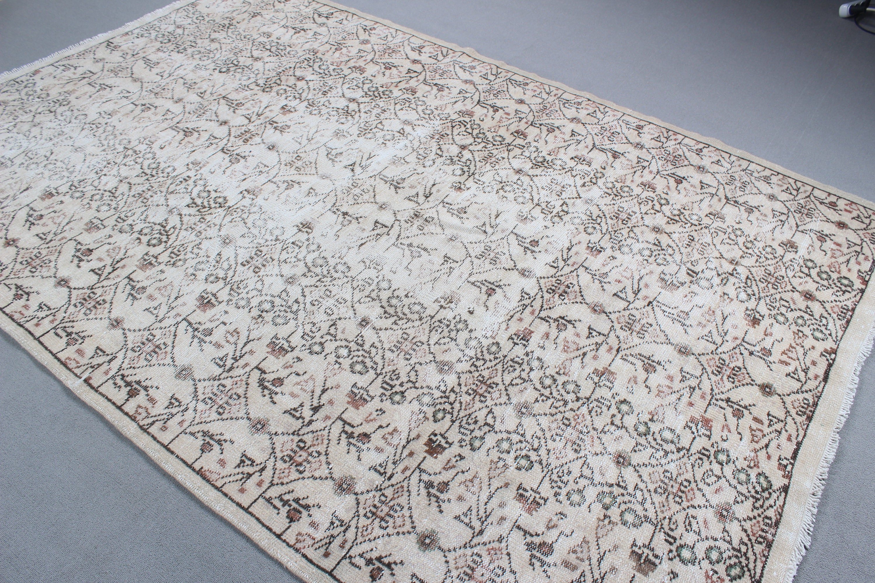 Beige Floor Rug, Vintage Rug, Luxury Rug, Large Boho Rugs, Oushak Rugs, Turkish Rugs, Home Decor Rug, Large Vintage Rug, 6x9.2 ft Large Rug