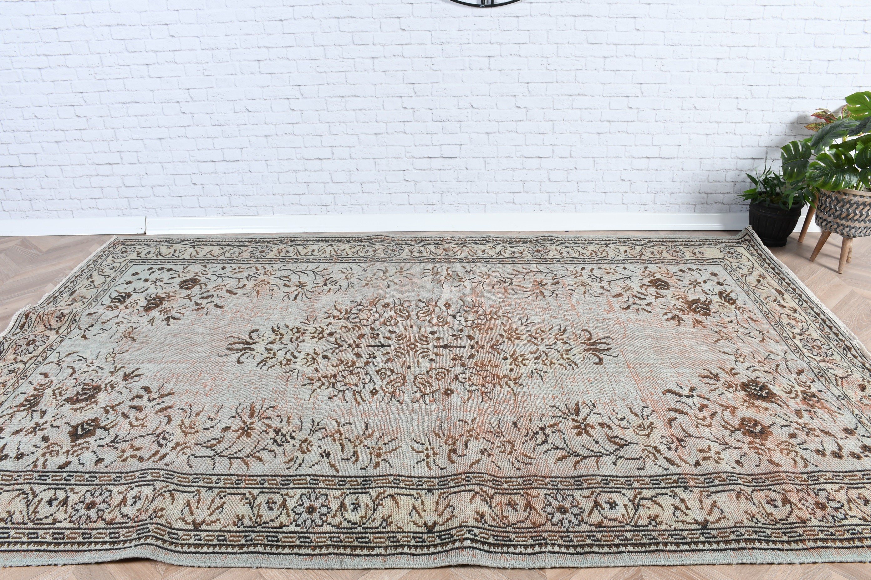 Oriental Rugs, Bronze Floor Rugs, Bedroom Rug, Artistic Rug, Vintage Rug, 6x9.1 ft Large Rug, Turkish Rugs, Salon Rugs, Dining Room Rug