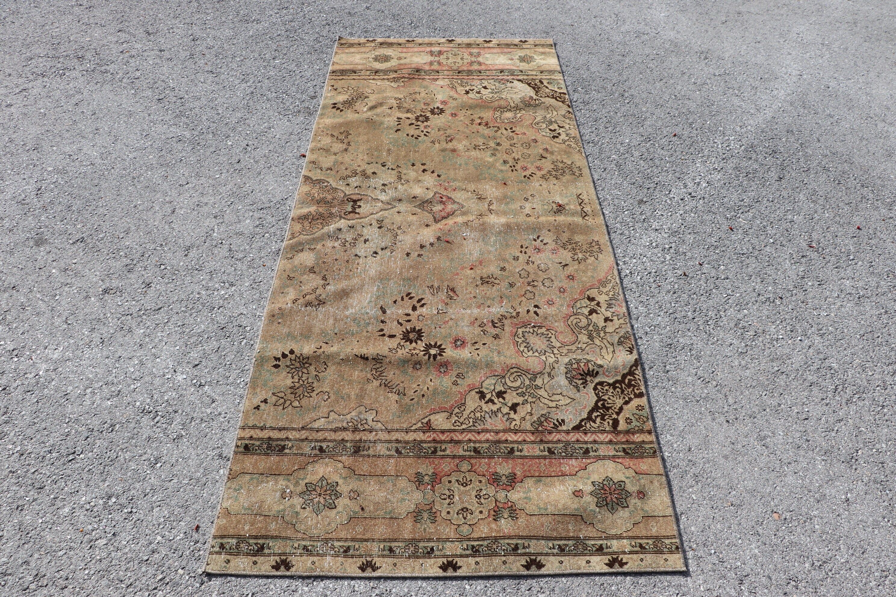 Stair Rug, Beige Oushak Rug, Cool Rug, Rugs for Kitchen, Vintage Rugs, Floor Rugs, Turkish Rug, Hallway Rug, 3.3x8.5 ft Runner Rug, Old Rug